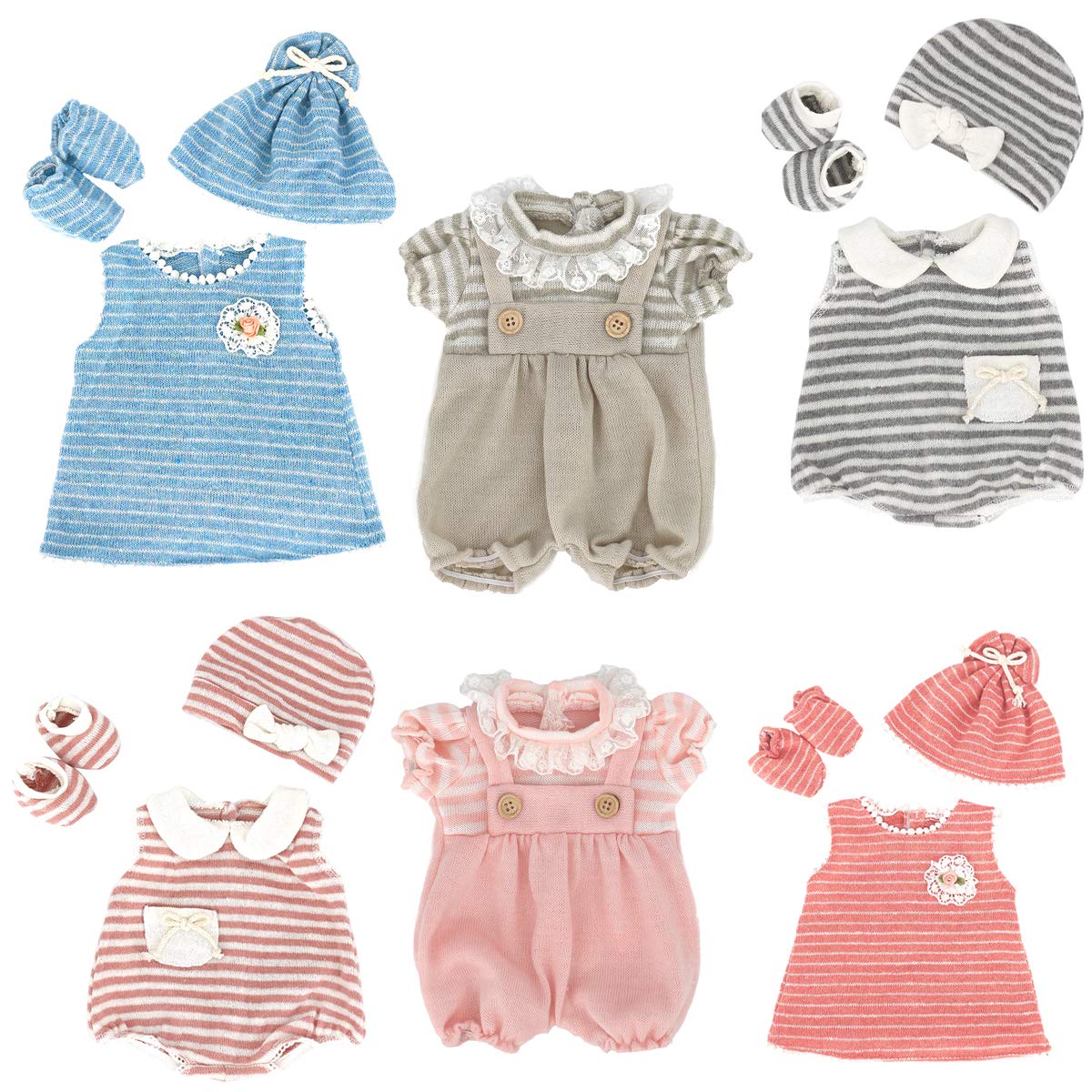 DC-BEAUTIFUL 6-Set Doll Clothes for 14-18 Inch Dolls – Dress, Hat, Socks & 14-Pc Outfit Pack