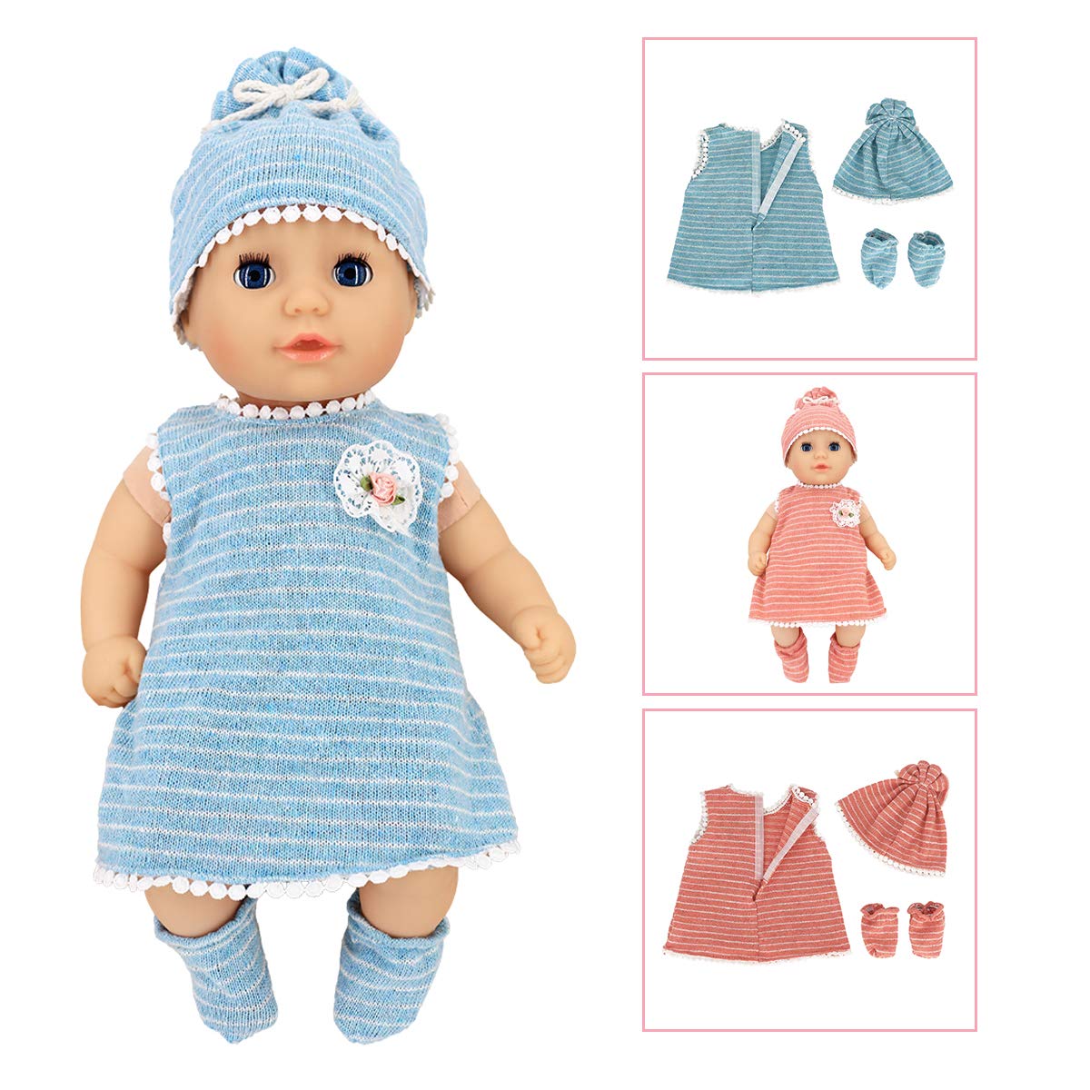 DC-BEAUTIFUL 6-Set Doll Clothes for 14-18 Inch Dolls – Dress, Hat, Socks & 14-Pc Outfit Pack