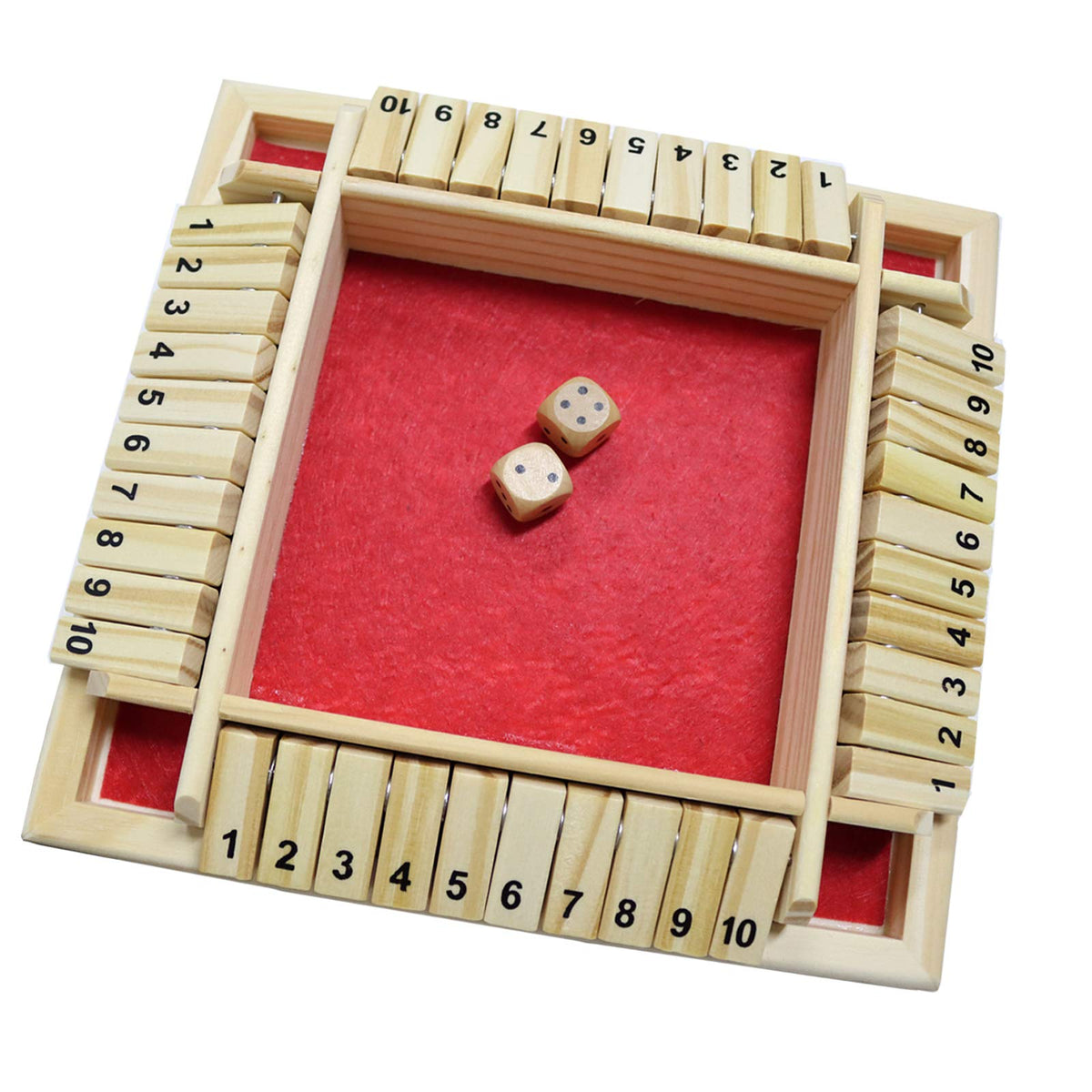 DC-BEAUTIFUL Shut The Box Dice Game - Wooden Strategy Board Game for 2-4 Players