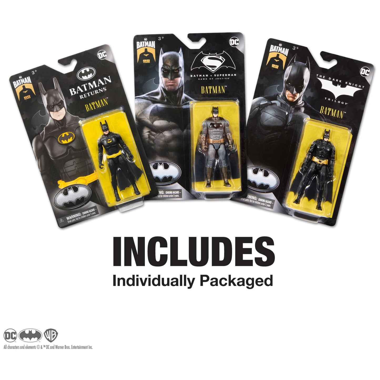 DC Comics Batman 85th Special Edition 3-Pack – 4-Inch Articulated Batman Figures