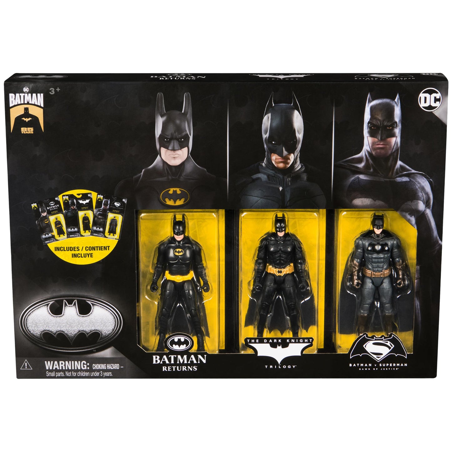 DC Comics Batman 85th Special Edition 3-Pack – 4-Inch Articulated Batman Figures