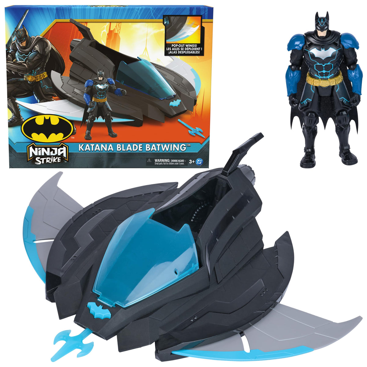DC Comics Batman Ninja Strike Katana Blade Batwing with 6-Inch Ninja Batman Figure — 12-Inch Vehicle Playset