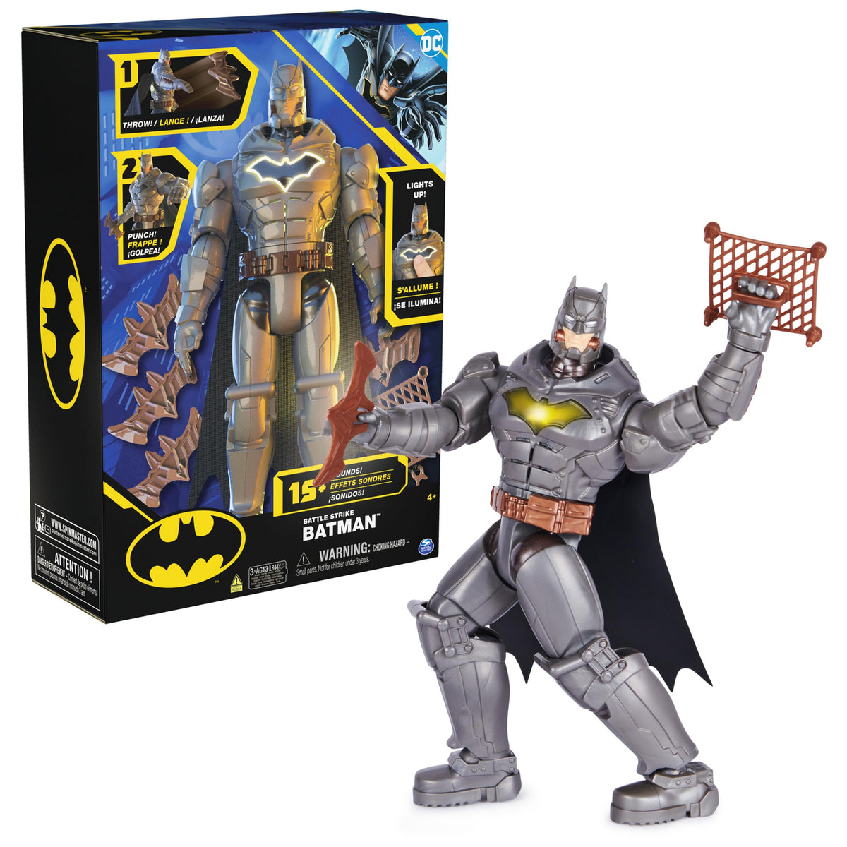 DC Comics Battle Strike Batman 12-Inch Action Figure – 5 Accessories & 20+ Sounds
