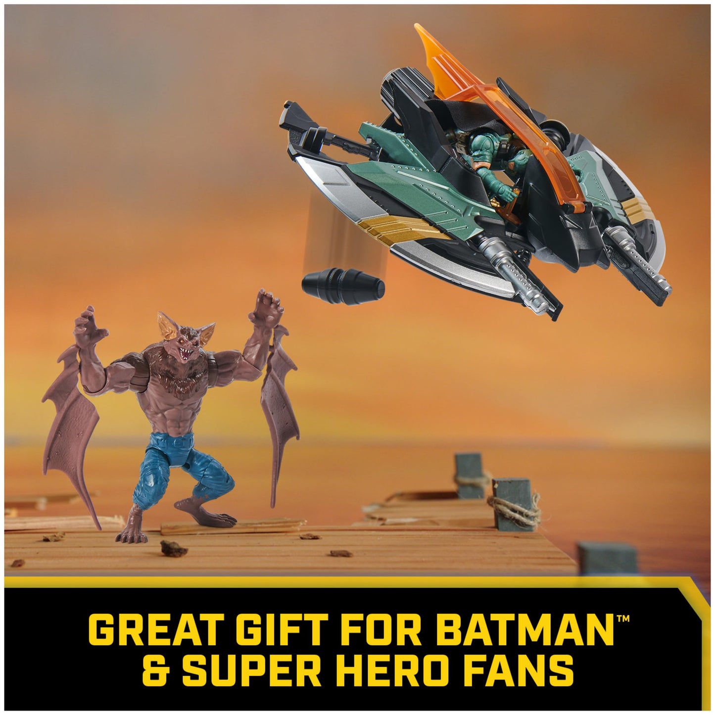 DC Comics Batman Aerial Battle Pack – Batwing Vehicle & 4-Inch Batman & Man-Bat (Amazon Exclusive)
