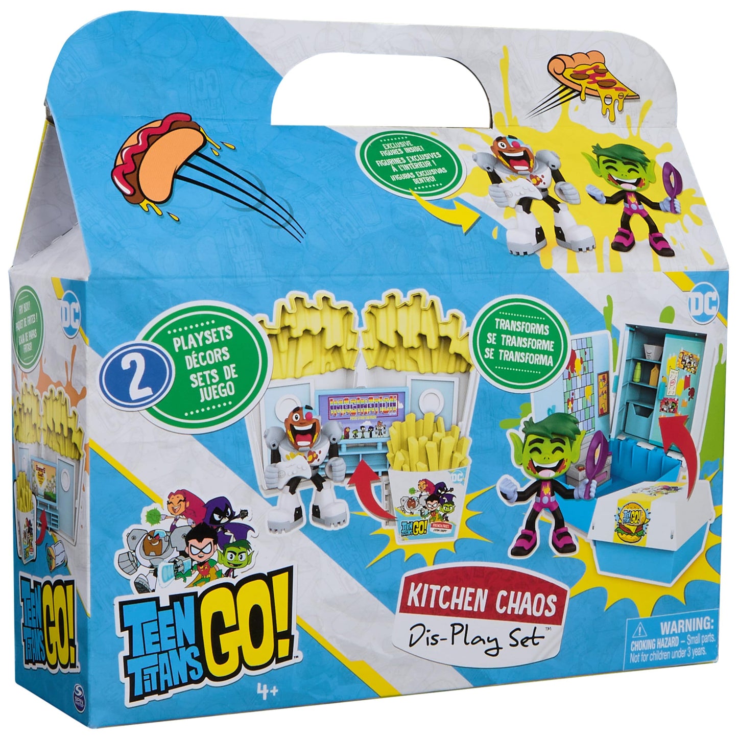 DC Comics Spin Master Teen Titans Go! Kitchen Chaos Dis-Play Set with Beast Boy & Cyborg – 4+ Playset