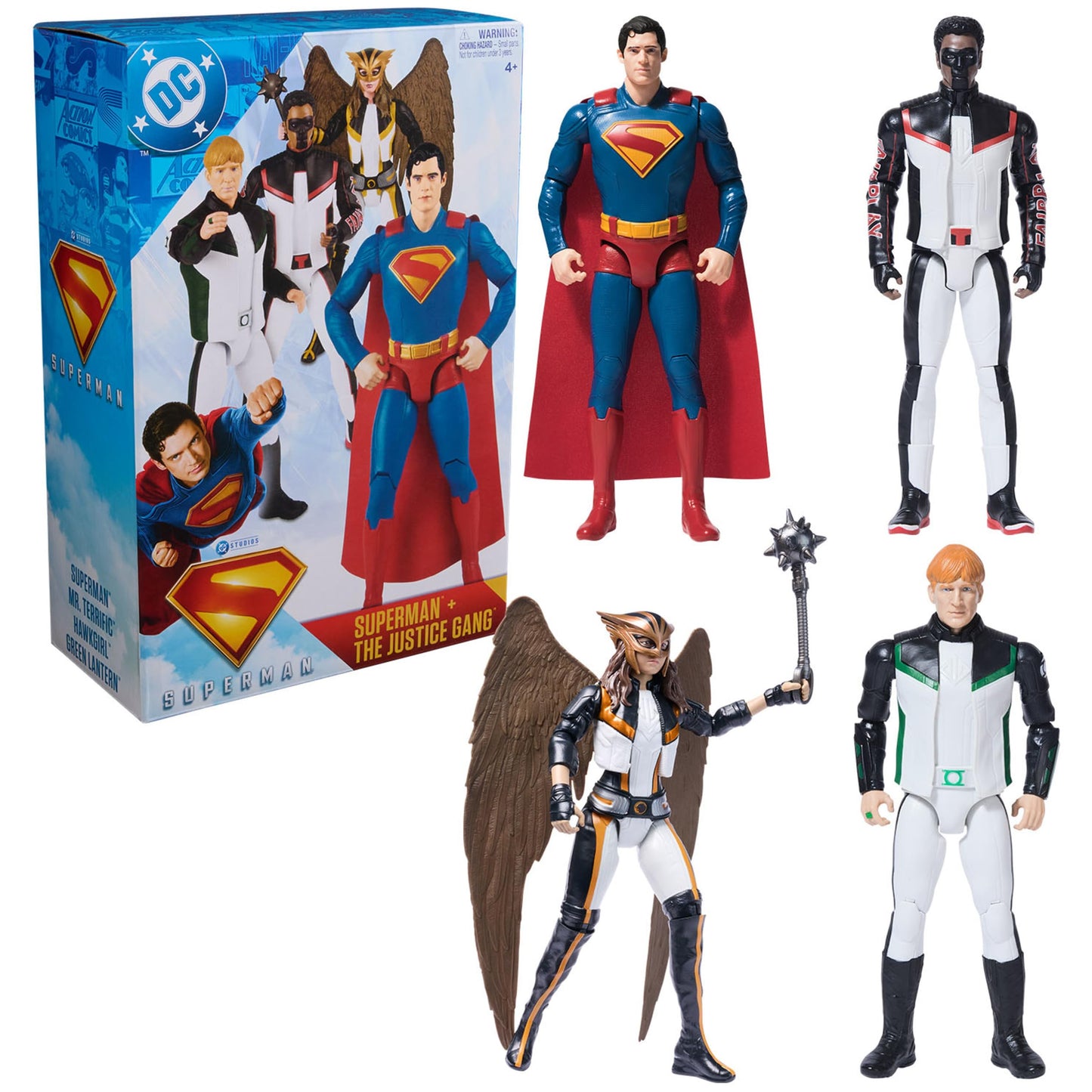 DC Comics 12-Inch 4-Pack Action Figures – Superman, Green Lantern, Hawkgirl & Mr. Terrific