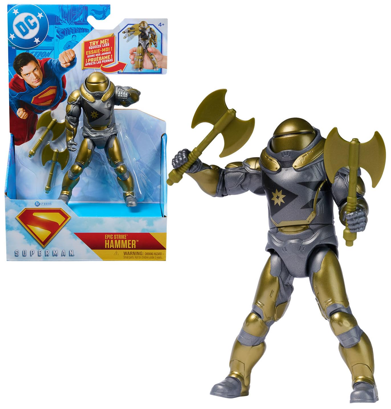 DC Comics Superman Hammer of Boravia Epic Strike Figure – 6-Inch with 2 Accessories