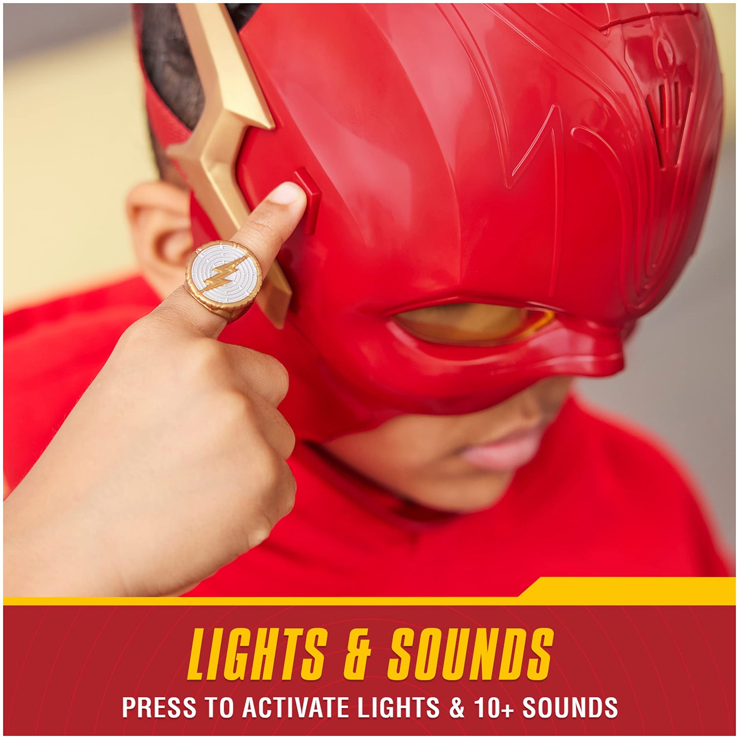 DC Comics The Flash Hero Set — Mask with Visor & Ring, 10+ Sounds & Lights for Kids 4+