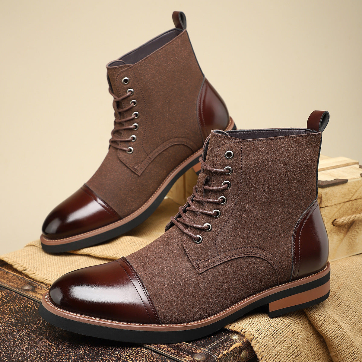 Men's Trendy Sleeve Leather All-match Casual Martin Boots