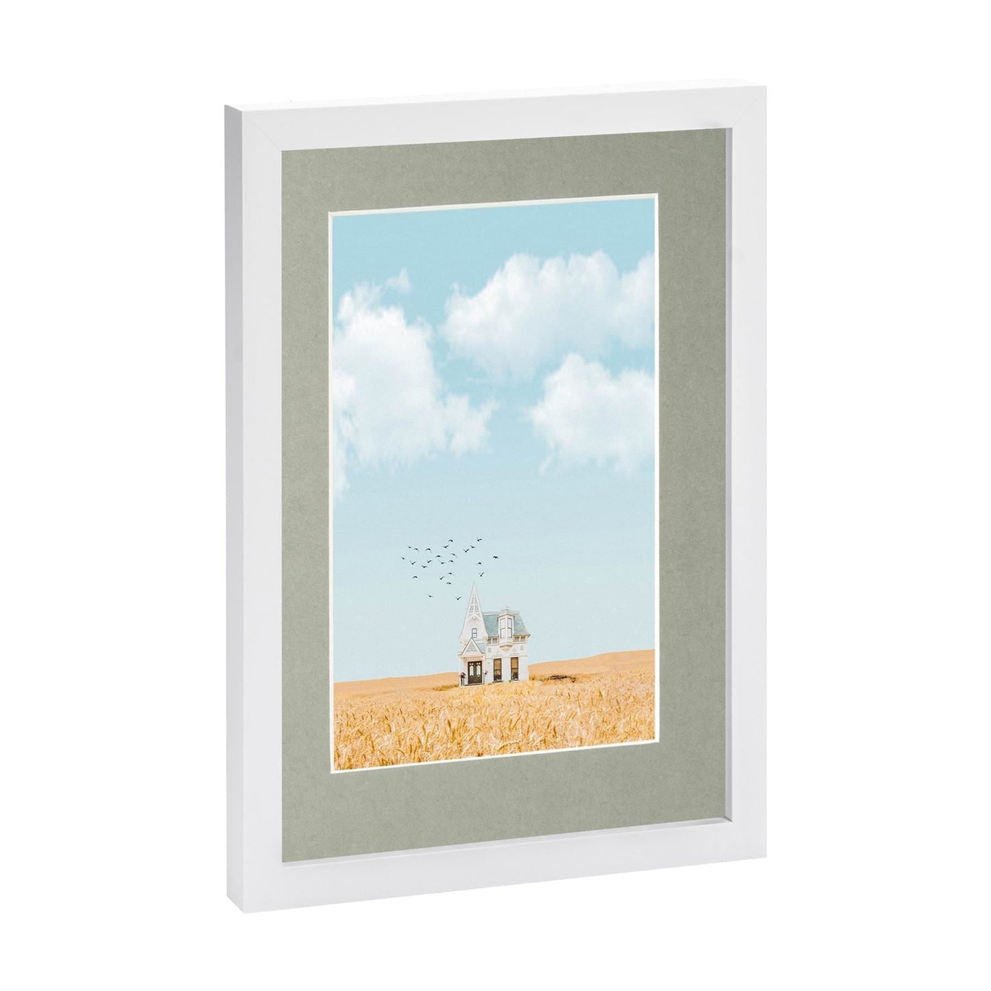 White A4 (8" x 12") Photo Frame with A5 Mount