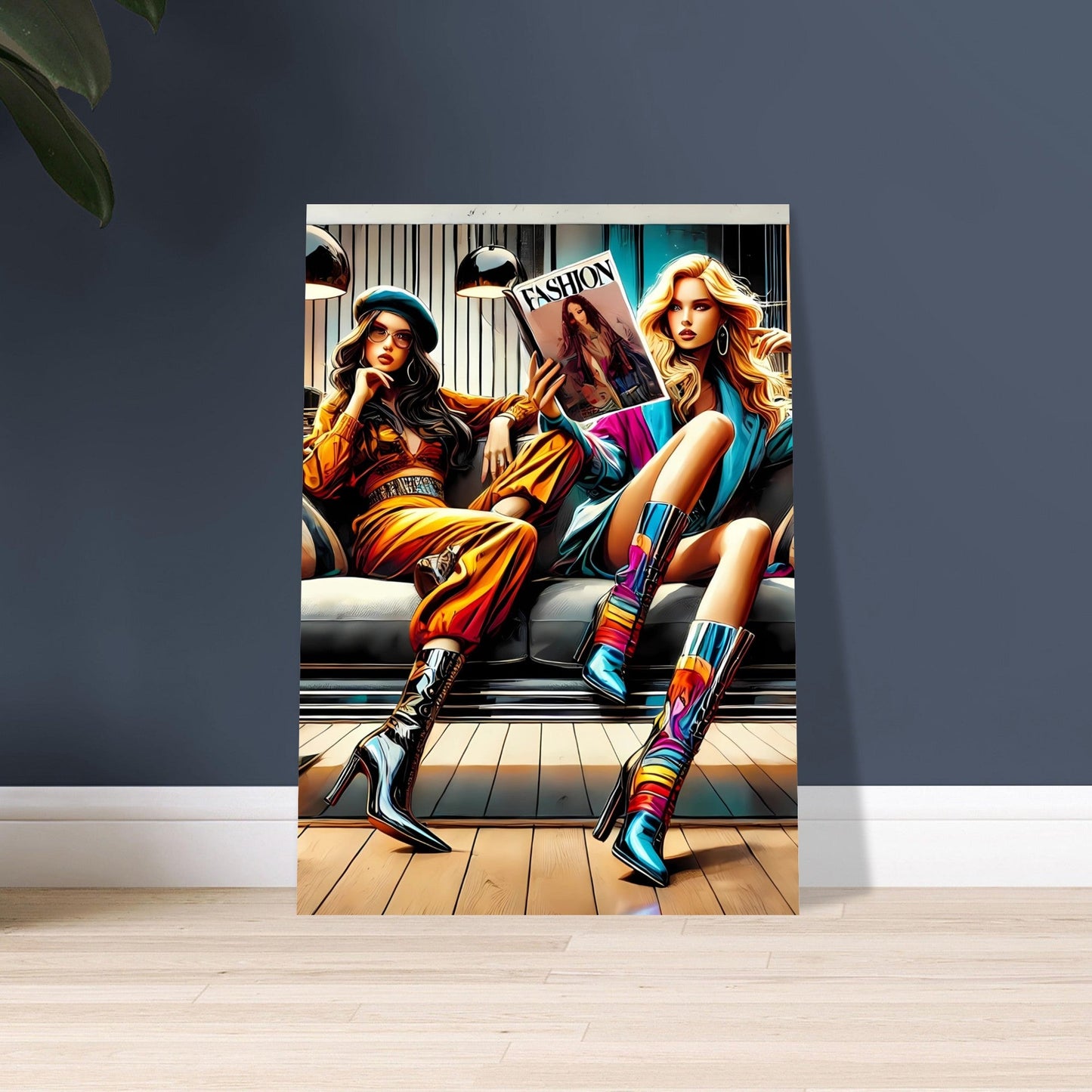 Fashion Lounge Poster – Stylish High Heel & Magazine Scene