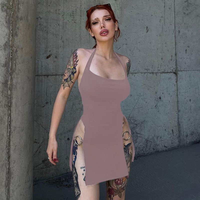 Backless Hollow-out Halter Women's Tight Dress