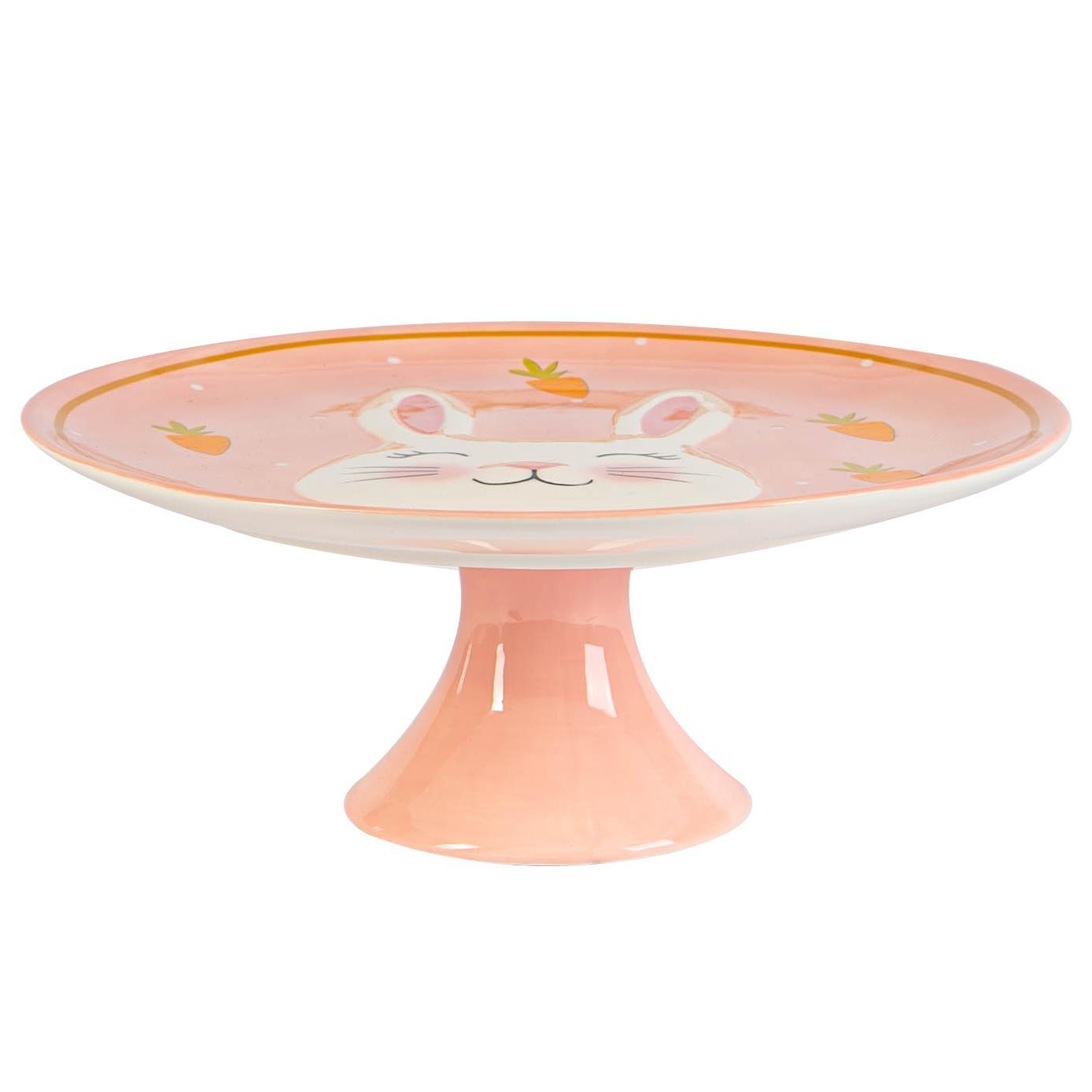 27cm Pink Bunny Dolomite Cake Stand