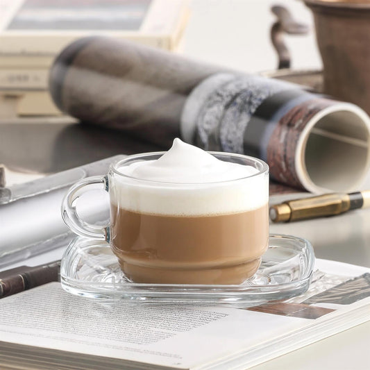 16.5cm Cozy Glass Cappuccino Saucers - Pack of Six