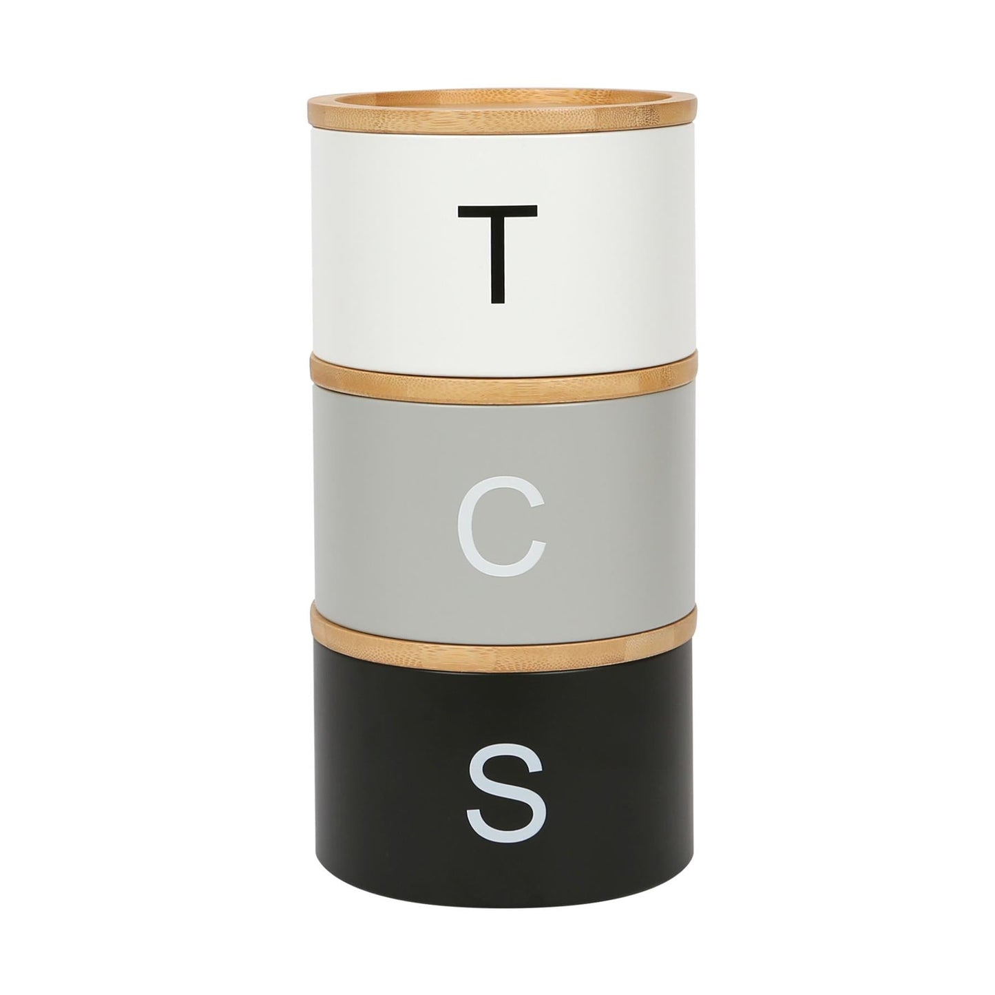 3pc Stacking Tea Coffee Sugar Canister Set with Bamboo Lids
