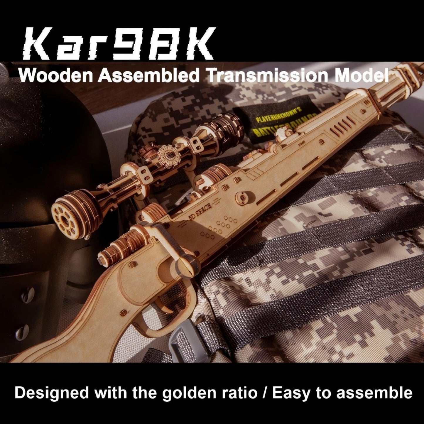 DCLFIRMX 98k 3D Wooden Puzzle Gun Kit – DIY Rubber Band Model for Adults & Teens (Kar98K)