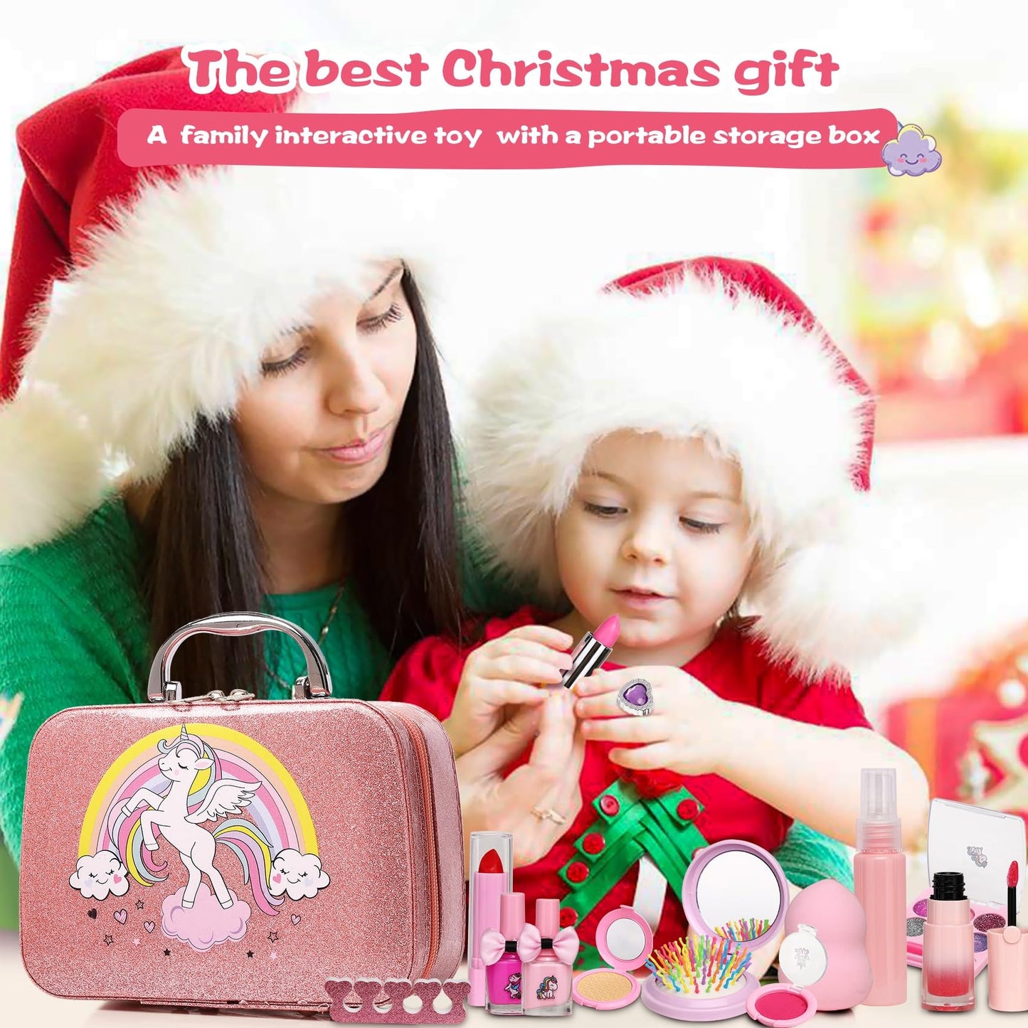DCMAMA Washable Non-Toxic Kids Makeup Kit for Girls | Real Makeup Set for Ages 3-8