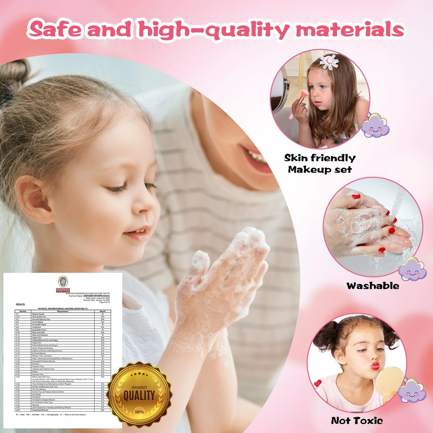 DCMAMA Washable Non-Toxic Kids Makeup Kit for Girls | Real Makeup Set for Ages 3-8