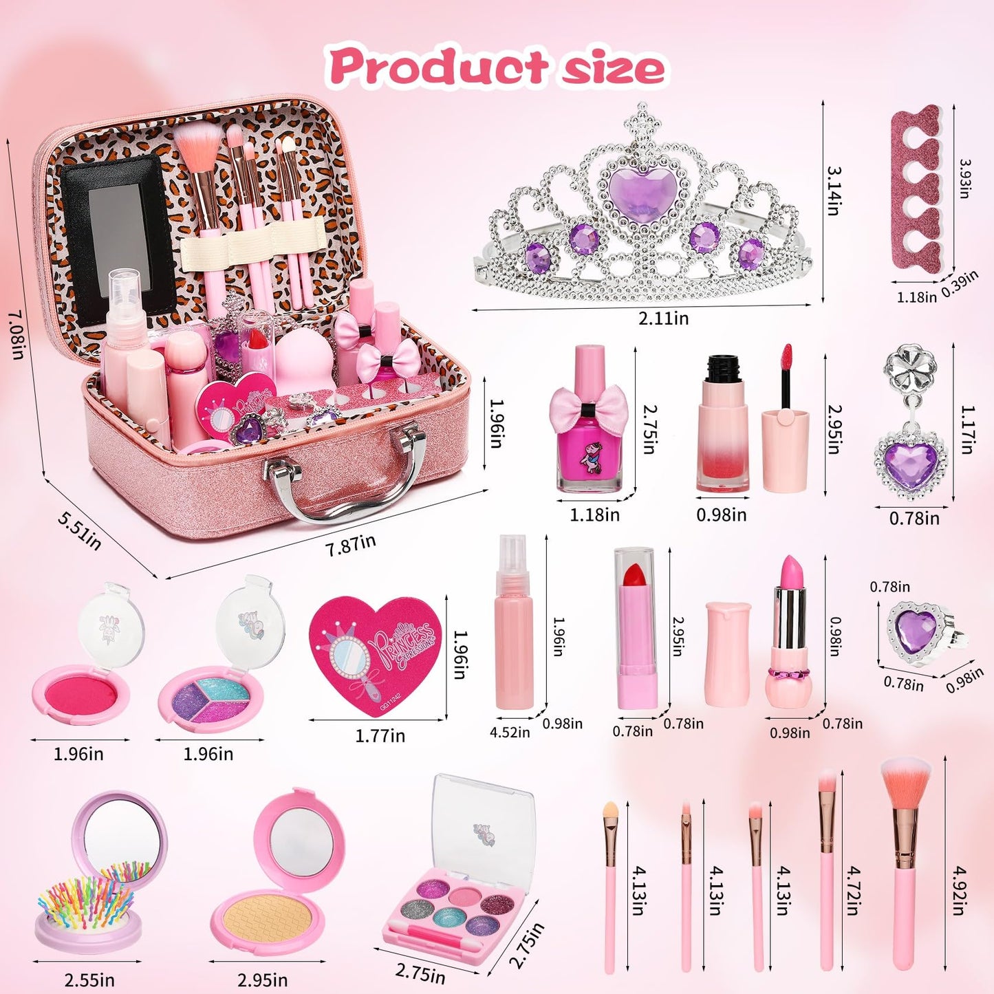 DCMAMA Washable Non-Toxic Kids Makeup Kit for Girls | Real Makeup Set for Ages 3-8