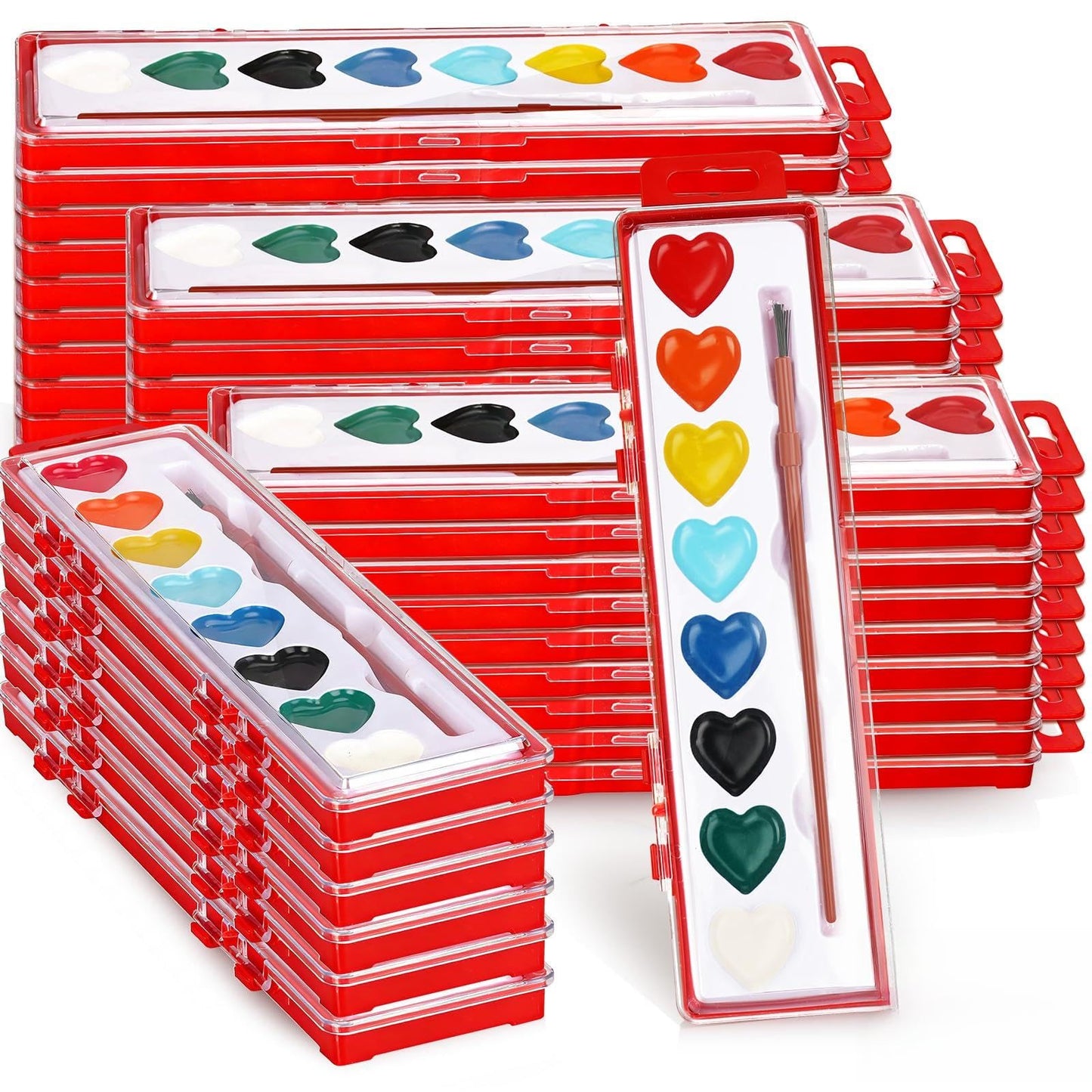 Dcocdeely 36-Color Heart Watercolor Paint Set with Brush — Portable Kids Art Kit, Valentine's Gift