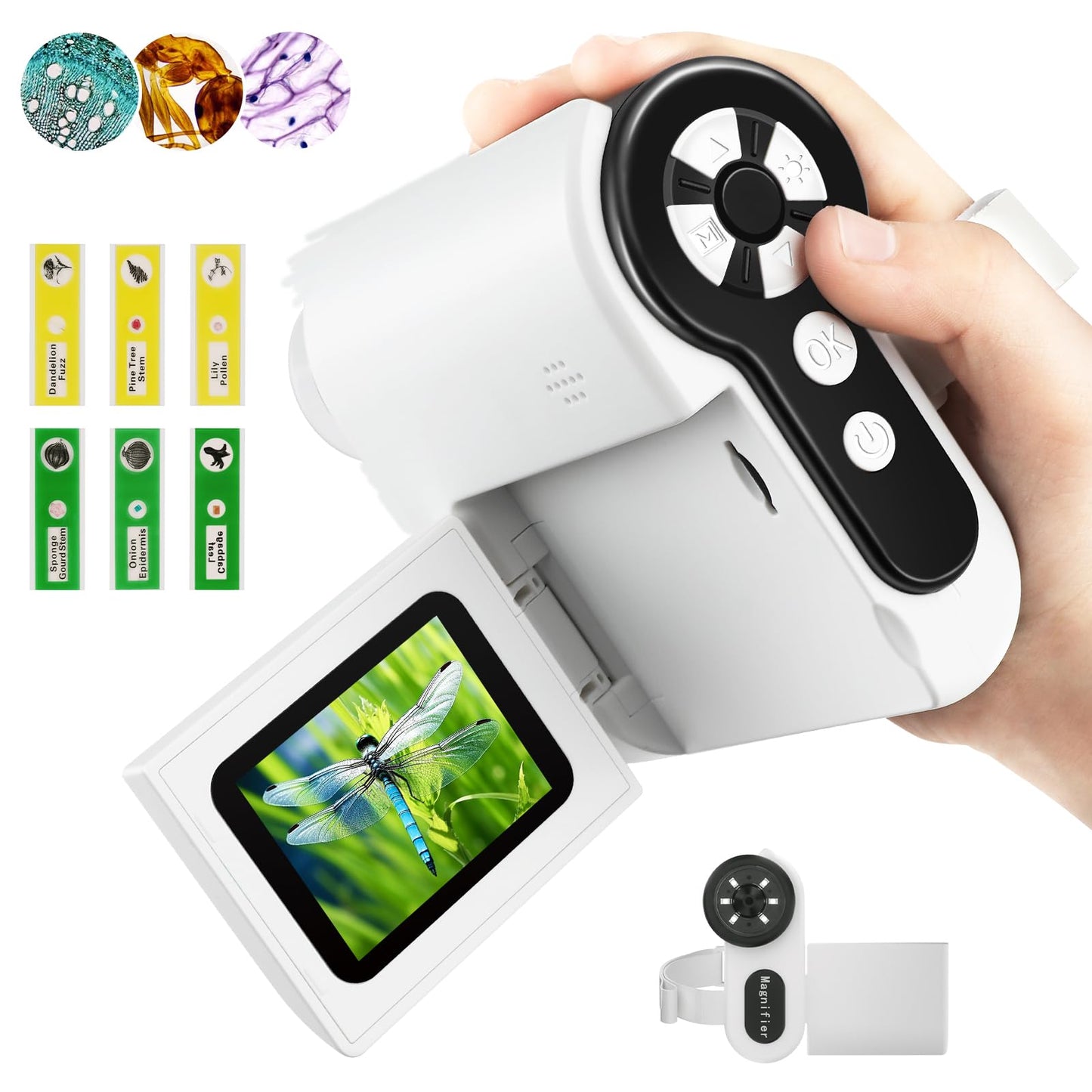 Dcorn 3-in-1 1000X Handheld Kids Microscope with 2in LCD – Portable Educational Microscope