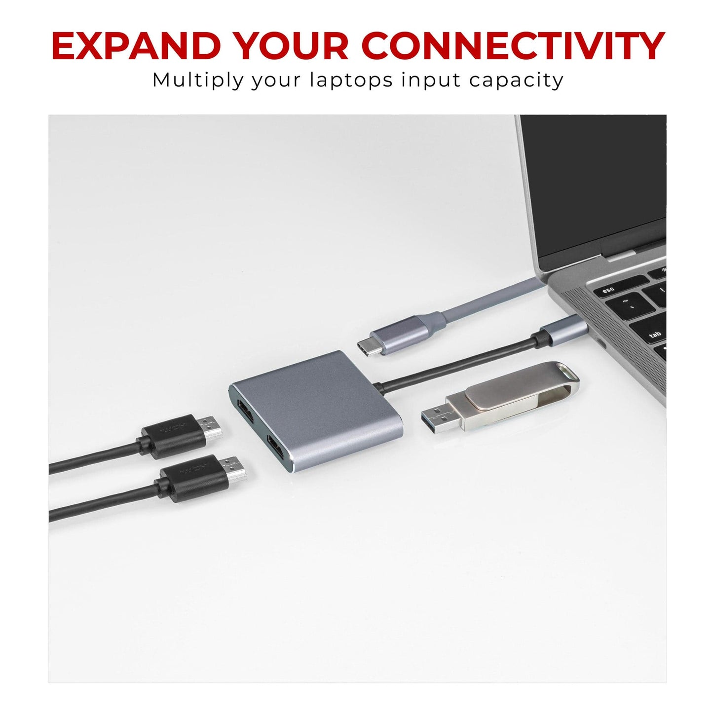 Maplin USB-C Multiport Hub to 2x HDMI 4K@60Hz Ultra HD MST/ USB-C PD / USB-A 3.0