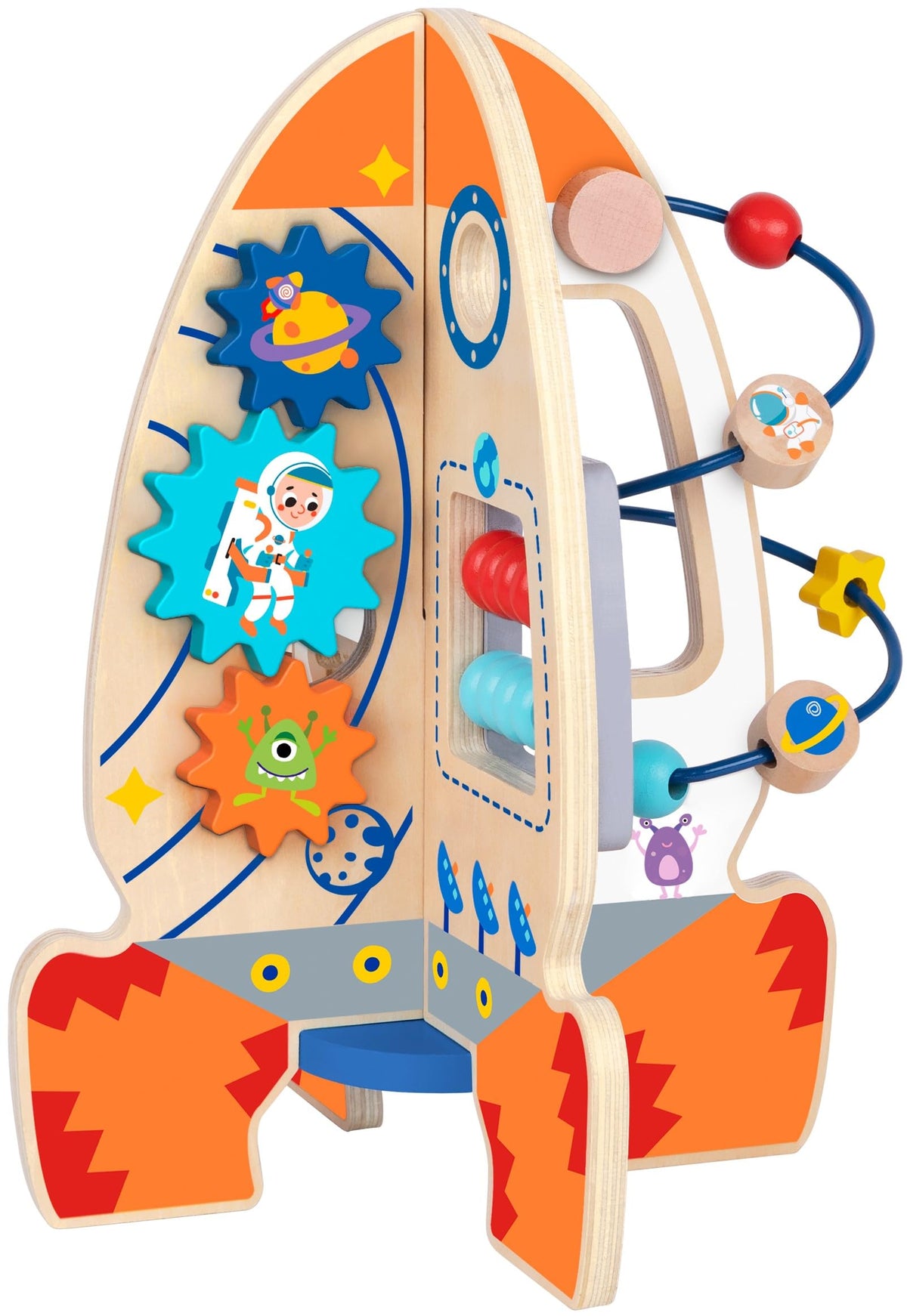 D DAKIN Rocket Toddler Activity Center – Wooden Sensory & Educational Cube