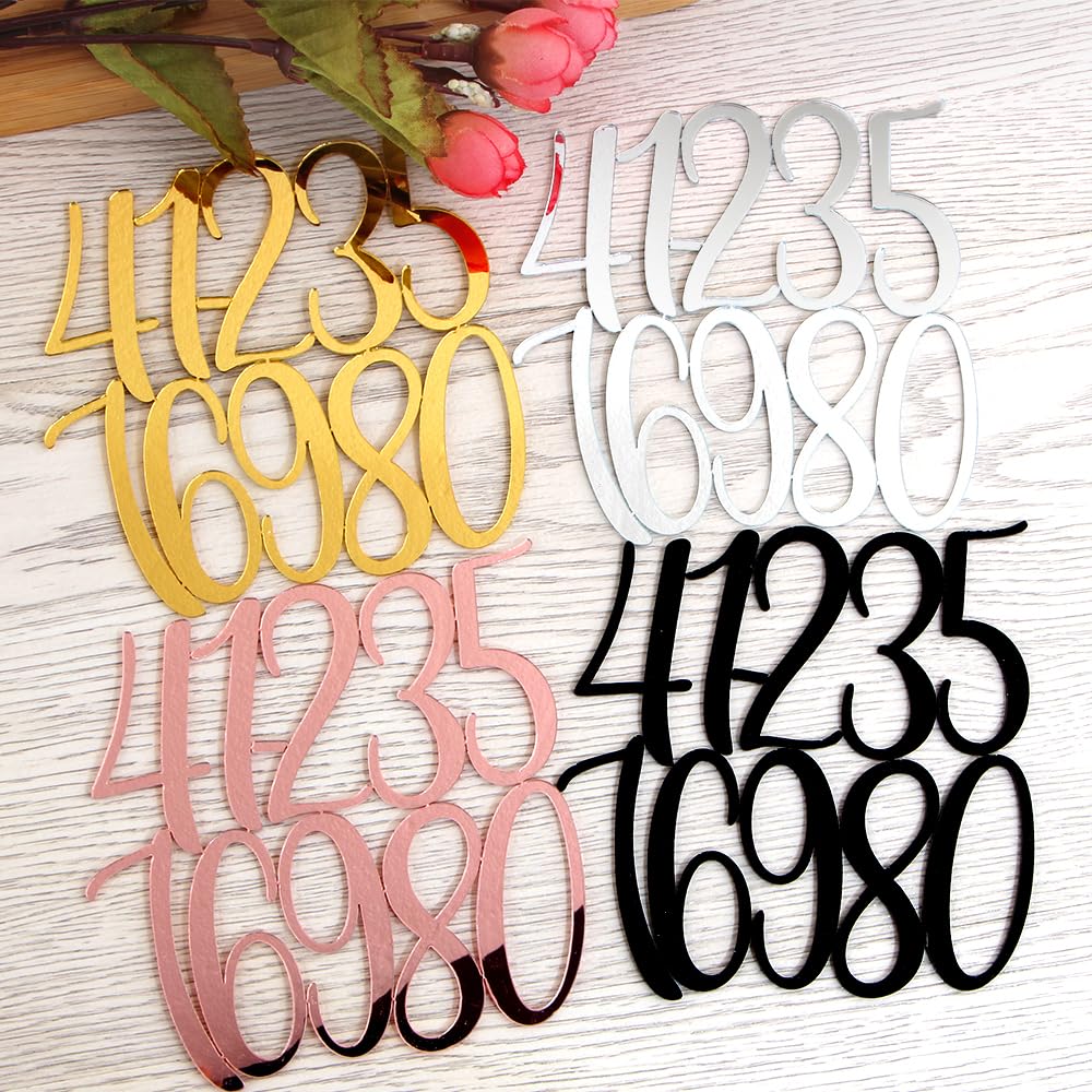 ddayup 40Pcs Pink Acrylic Number Cake Toppers 0-9 – Reusable Cake Decorations