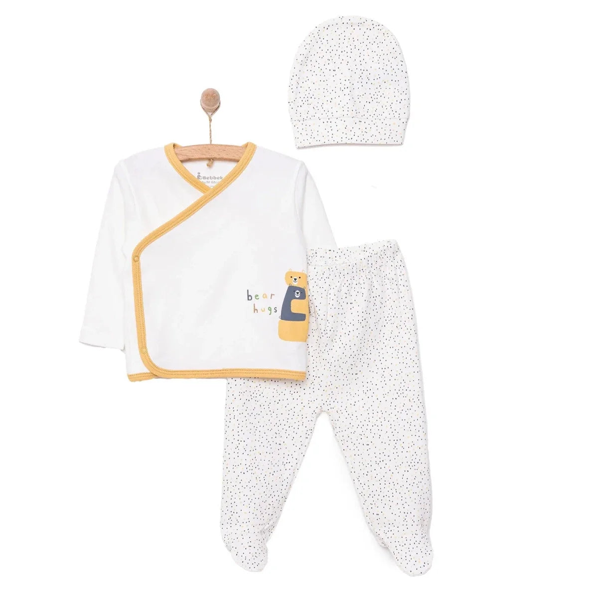 Bebbek Boys Vest Hat & Footed Bottom Set Peter Pan Collar - Ecru