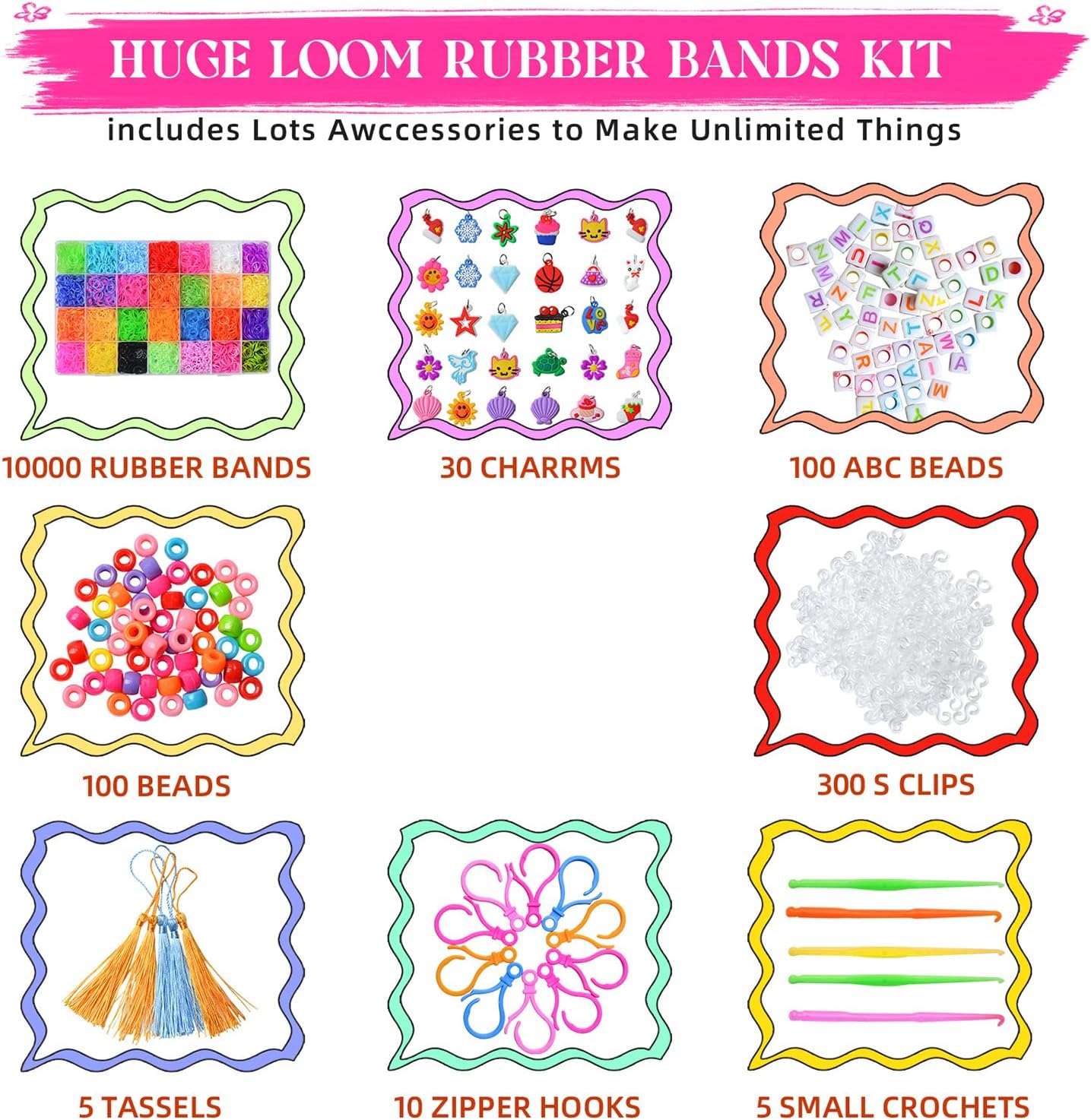 DDCOWP 11000+ Rubber Band Bracelet Kit – DIY Loom Bracelet Set with 28 Colors