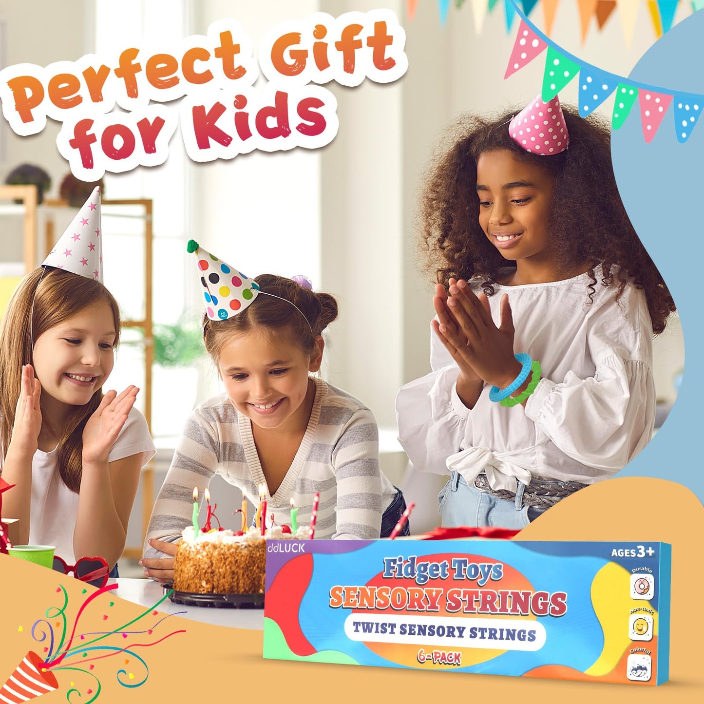 ddLUCK Fidget Sticks – Silicone Sensory Toys, 6 Pack for Calm & Focus
