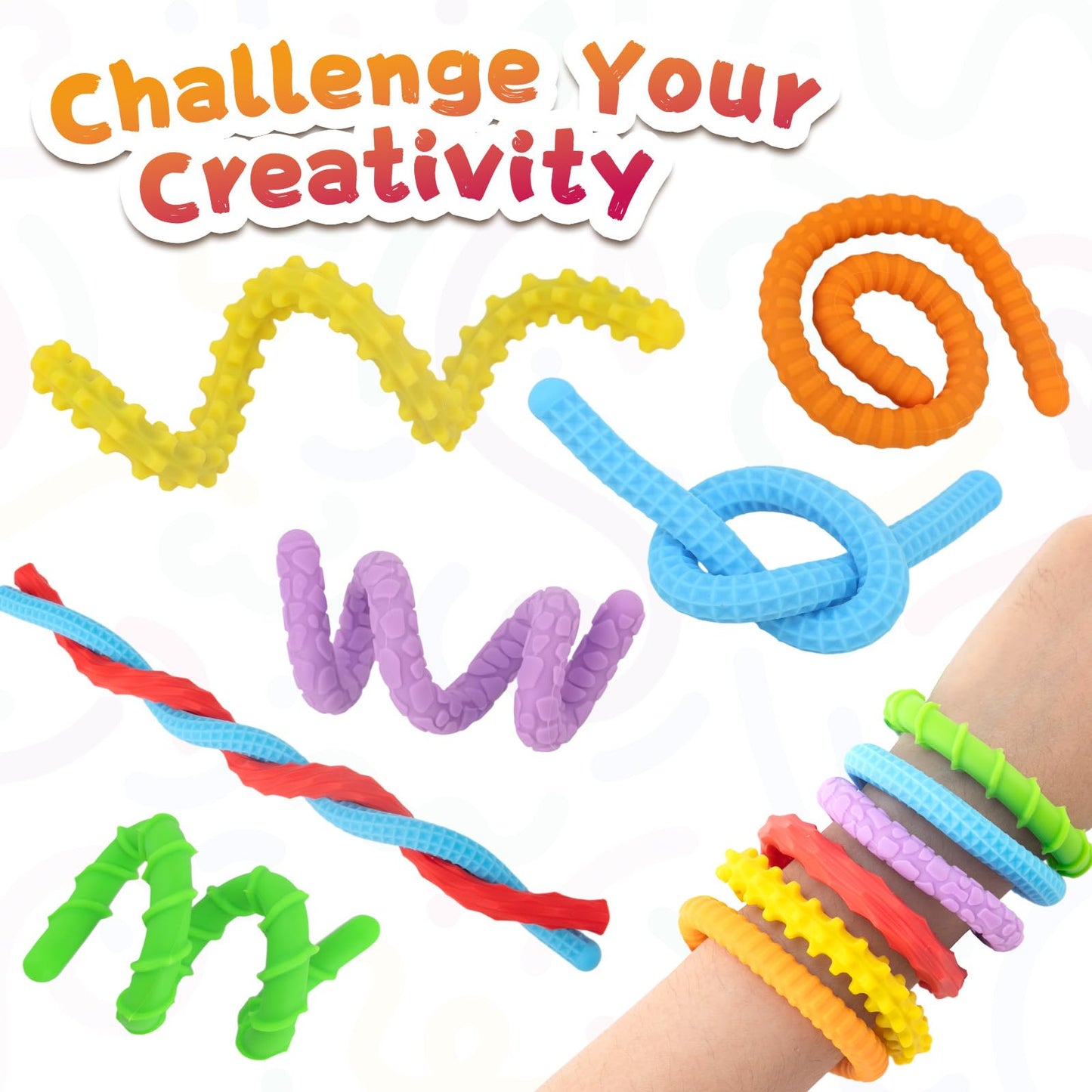 ddLUCK Fidget Sticks – Silicone Sensory Toys, 6 Pack for Calm & Focus