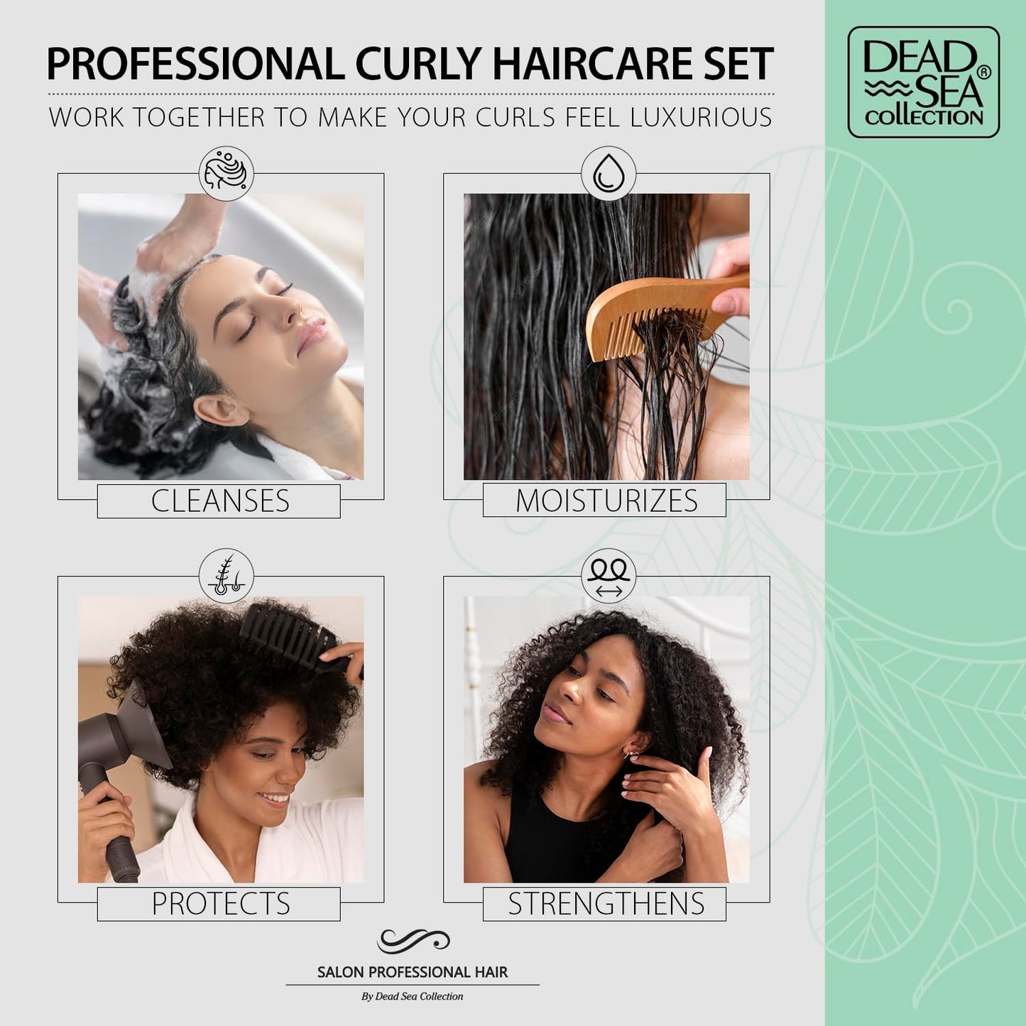 Dead Sea Collection Shampoo & Conditioner Set for Curly Hair – Avocado & Aloe, Pure Dead Sea Minerals | 2 Bottles (33.8 & 30.6 fl oz)