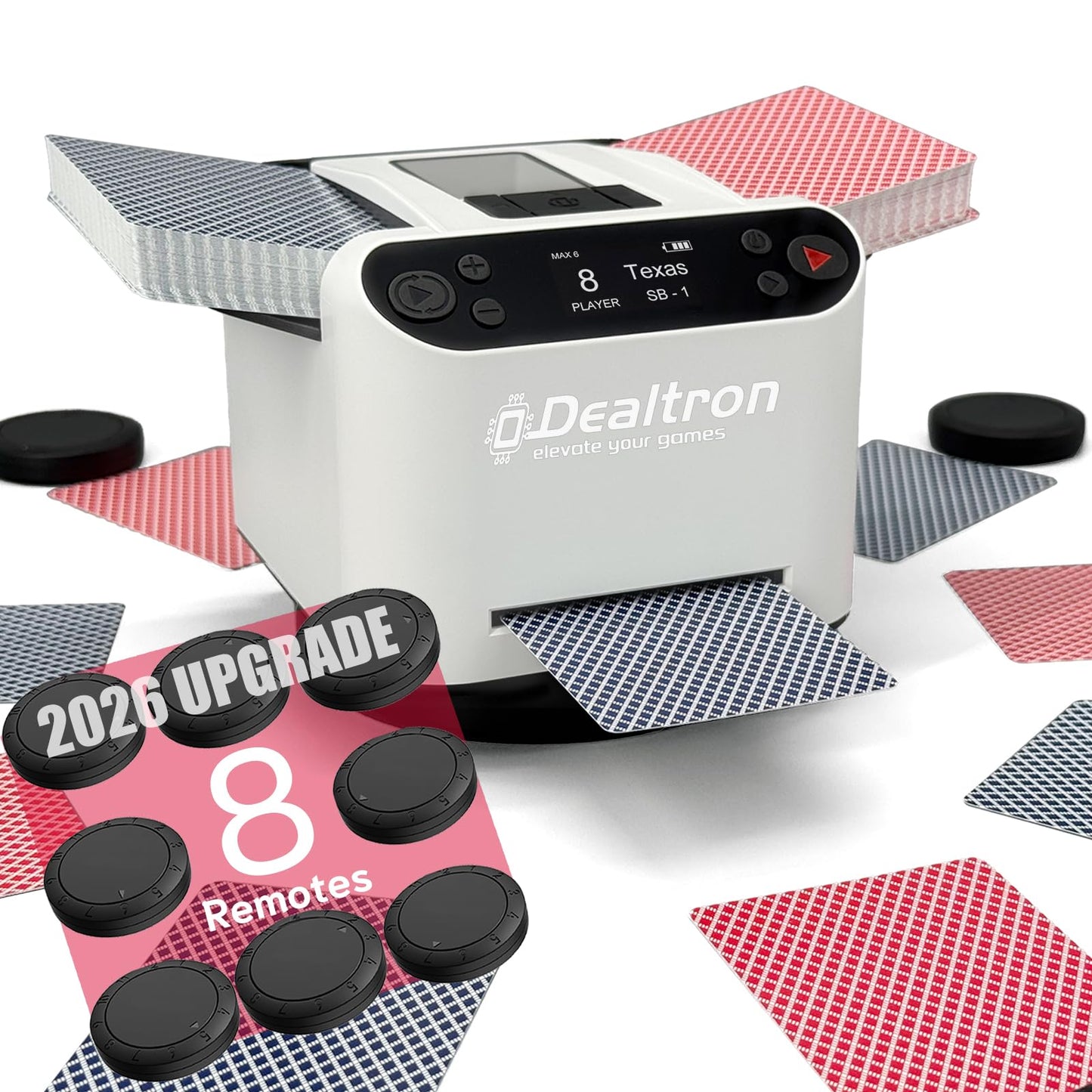 Dealtron 2026 All-in-One Card Shuffler & Dealer | 2-Deck, 360° Rotation, Ultra Quiet
