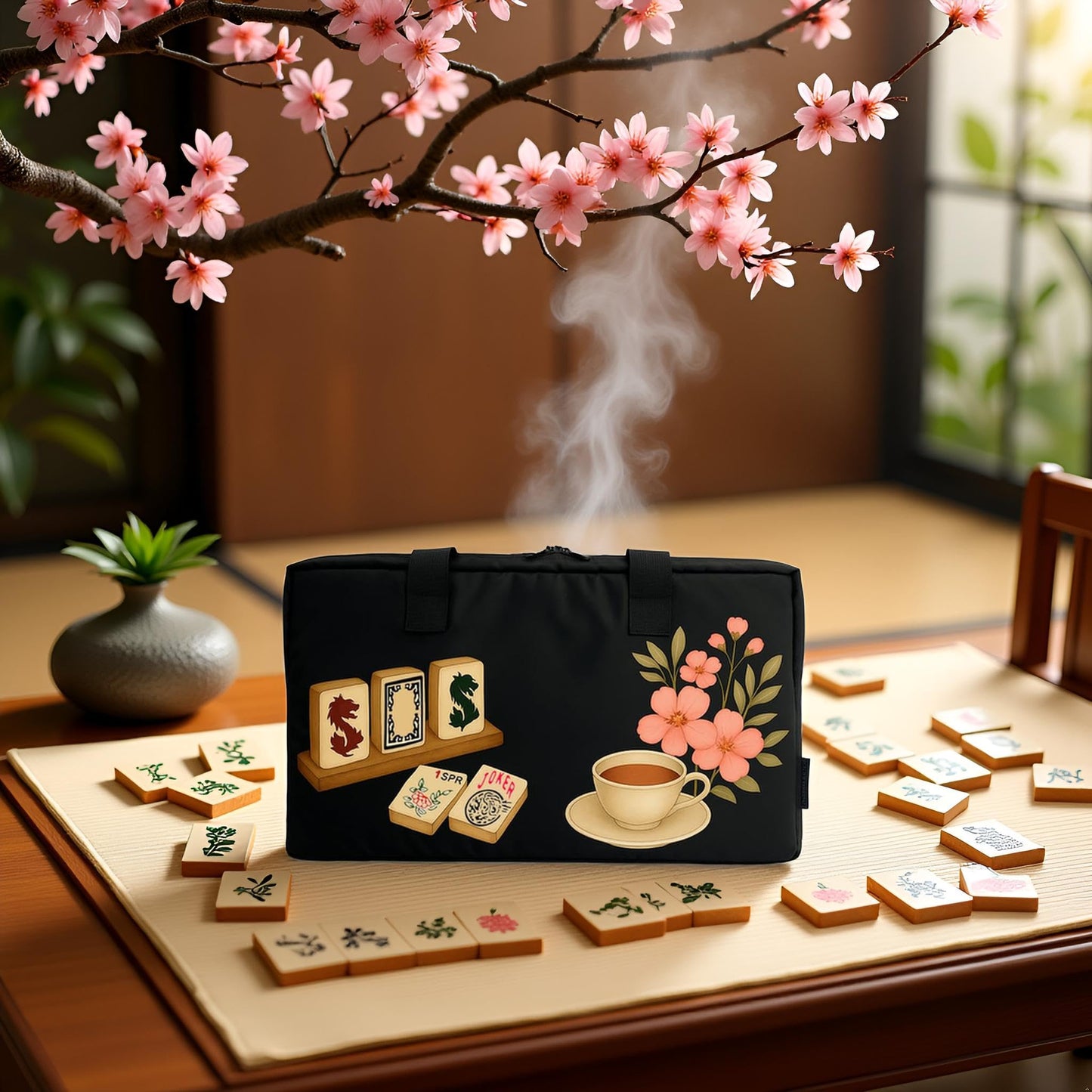 DEALZOOM American Mahjong Set – 166 Tiles, Racks, Pushers, Wind Indicator & Bag