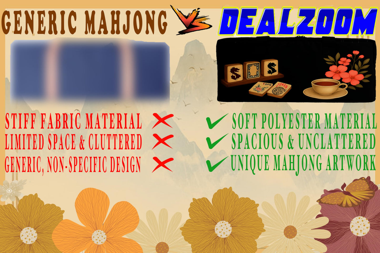 DEALZOOM American Mahjong Set – 166 Tiles, Racks, Pushers, Wind Indicator & Bag