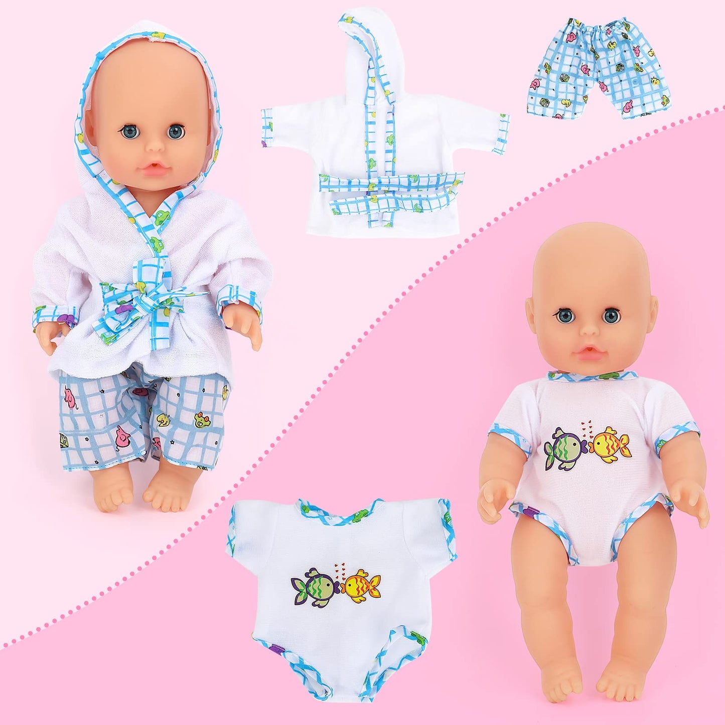 deAO Baby Doll Bath Set with Bathtub – 13” Doll, Detachable Shower Spray, 11‑Piece Bath Toy Gift for 3+
