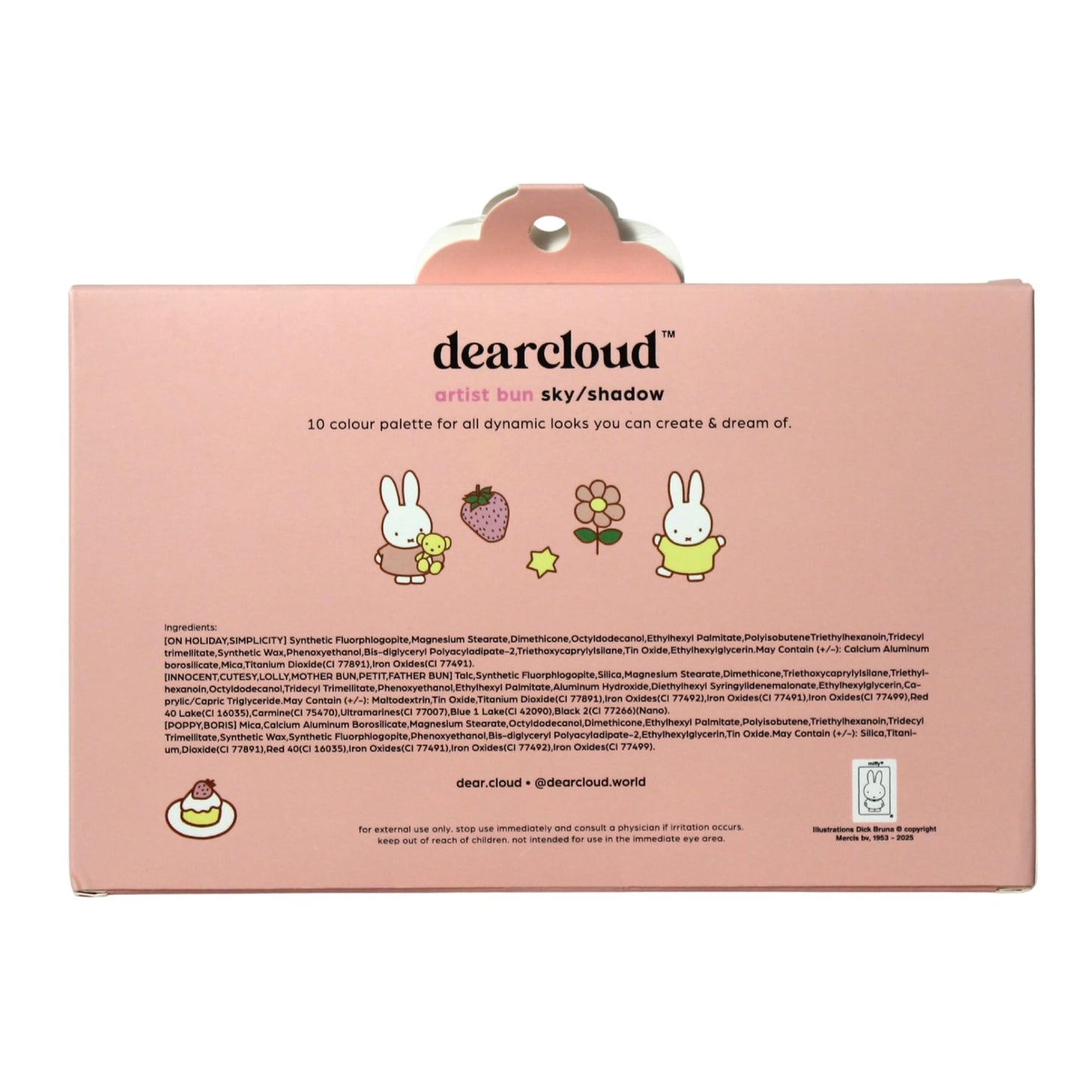 dearcloud Miffy Sky & Shadow Eye Shadow Palette — 10 Ultra-Fine Pigments & Dual-Ended Brush