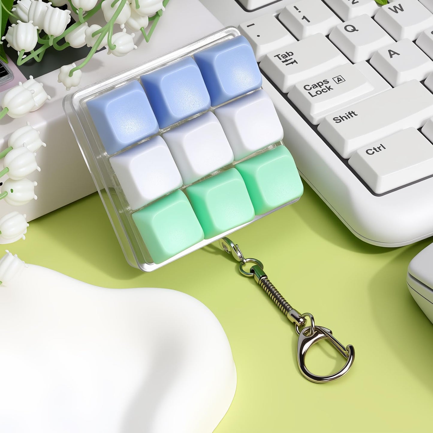 DEARIDAP 9-in-1 Keyboard Fidget Toy | Portable Push Bubble Keychain for Stress Relief