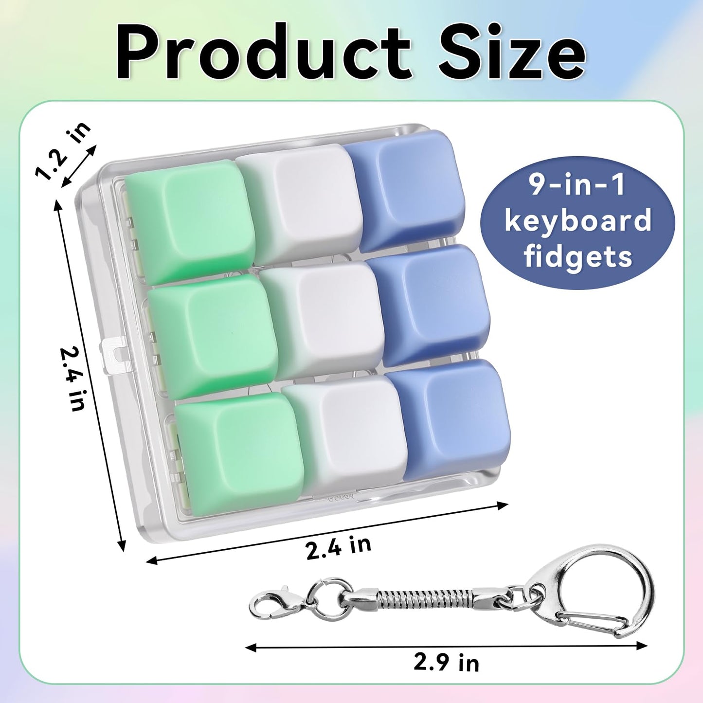 DEARIDAP 9-in-1 Keyboard Fidget Toy | Portable Push Bubble Keychain for Stress Relief