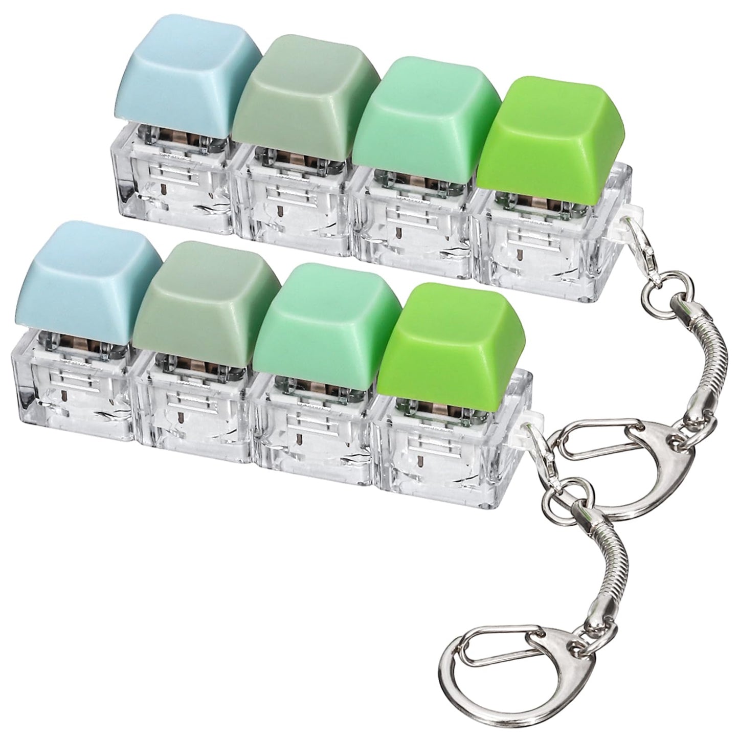 DEARIDAP 2-Pack Keyboard Fidget Keychains – 4-in-1 Push Bubble (Green)