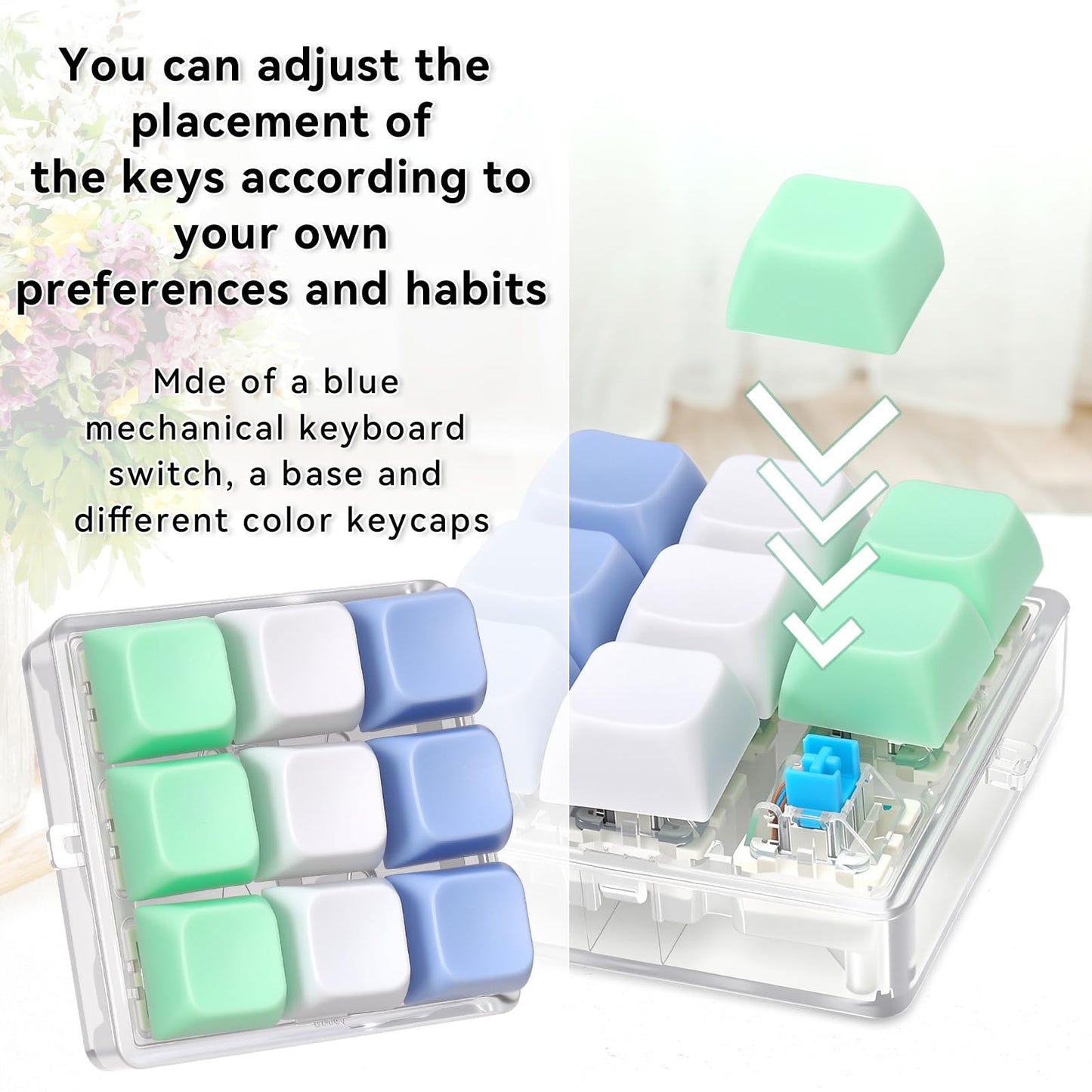 DEARIDAP 9-in-1 Keyboard Fidget Toy | Portable Push Bubble Keychain for Stress Relief