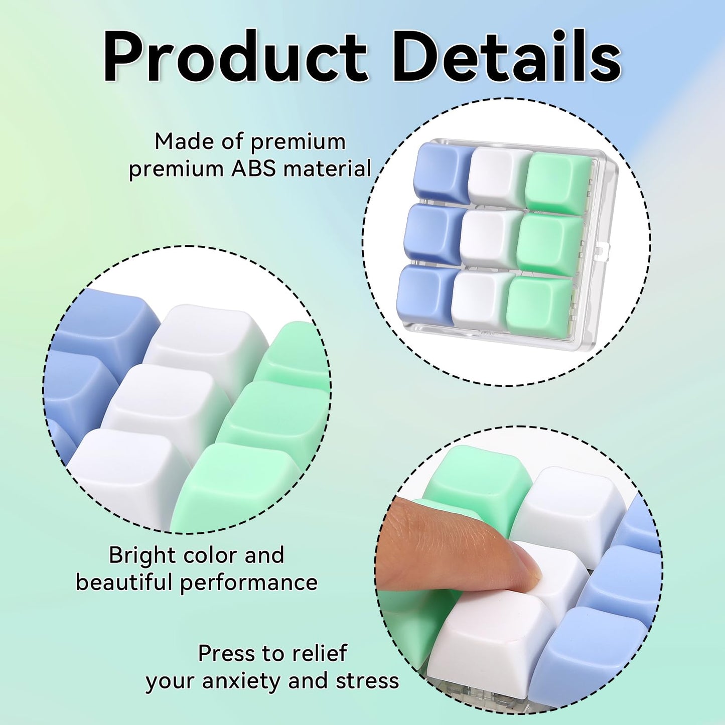 DEARIDAP 9-in-1 Keyboard Fidget Toy | Portable Push Bubble Keychain for Stress Relief