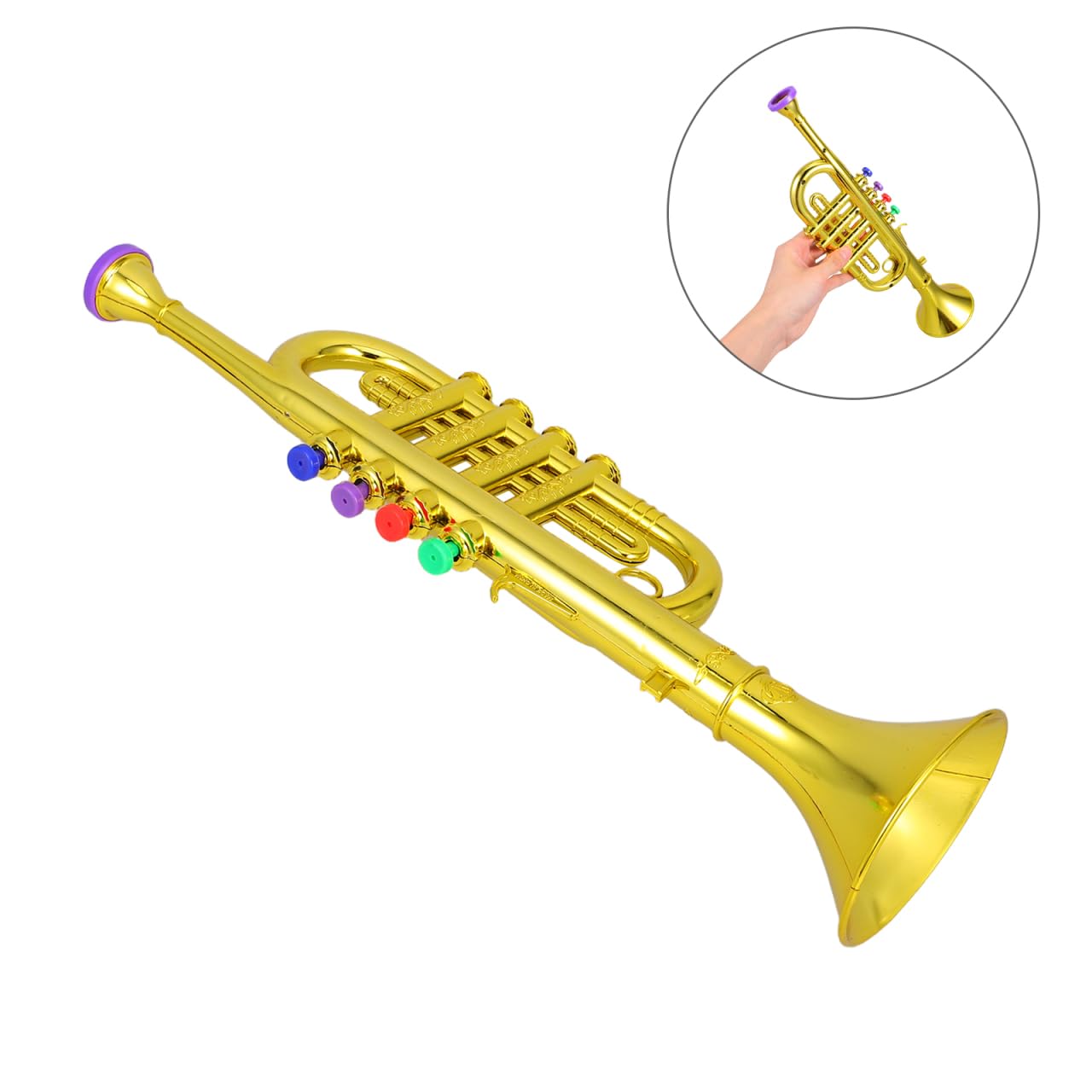 DEARMAMY Plastic Trumpet Toy with Color-Coded Keys – Easy Play for All Ages
