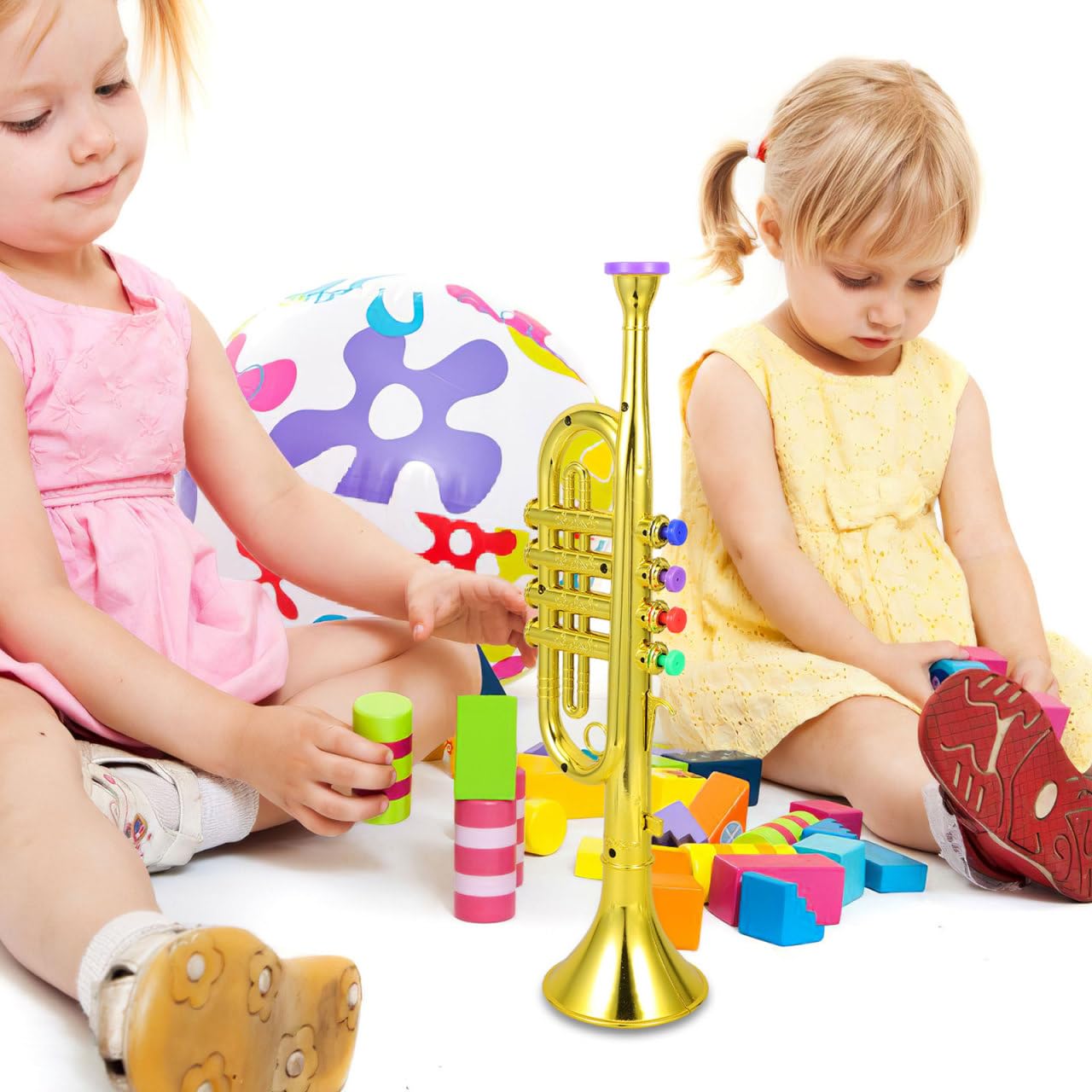 DEARMAMY Plastic Trumpet Toy with Color-Coded Keys – Easy Play for All Ages
