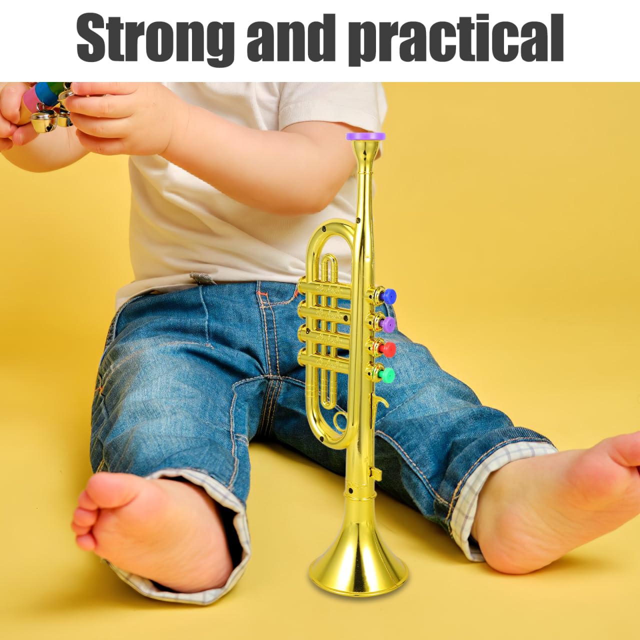 DEARMAMY Plastic Trumpet Toy with Color-Coded Keys – Easy Play for All Ages