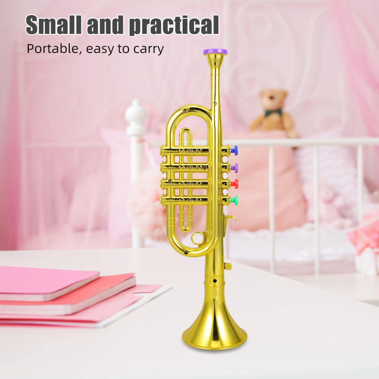 DEARMAMY Plastic Trumpet Toy with Color-Coded Keys – Easy Play for All Ages