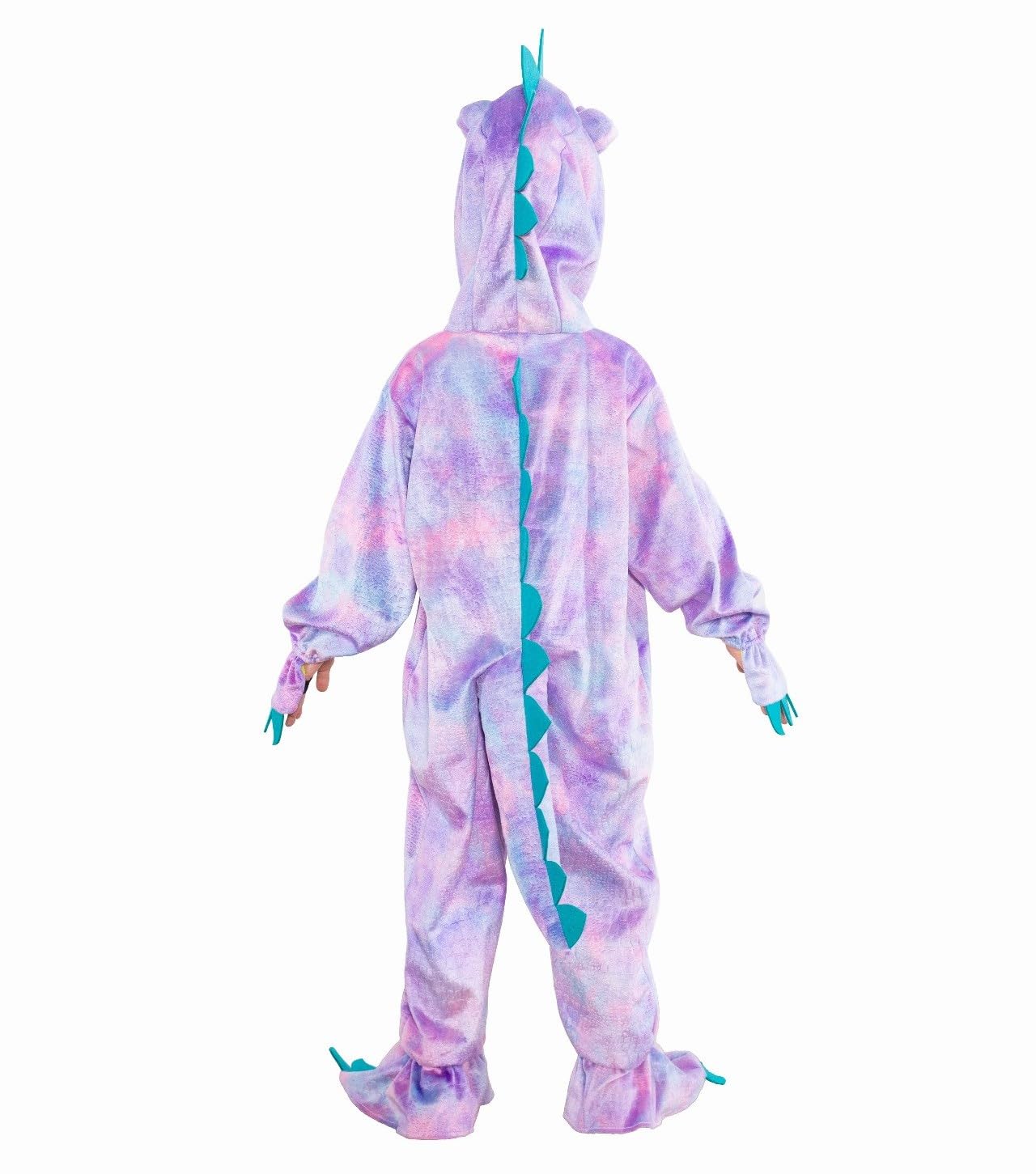 DearSun Child's T-Rex Dinosaur Costume – Hooded Jumpsuit, Front-Zip, Purple (XS/90)