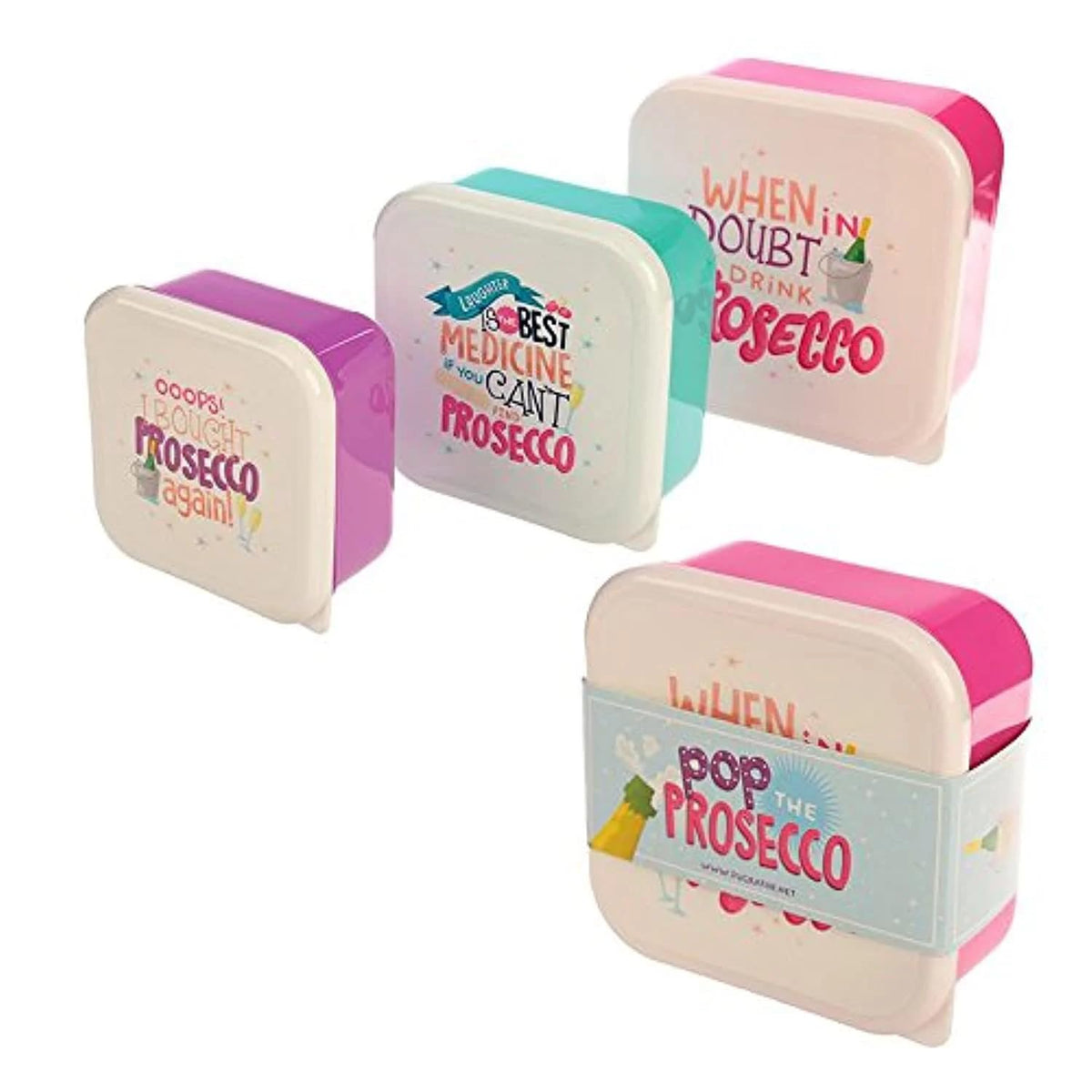 Puckator - Set of 3 Lunch Boxes - Pop the Prosecco Slogans