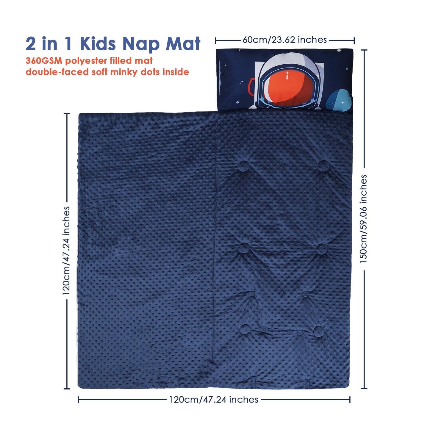 Decalsweet Kids Sleeping Bag Toddler Nap Mat with Removable Pillow – Astronauts, 59x23